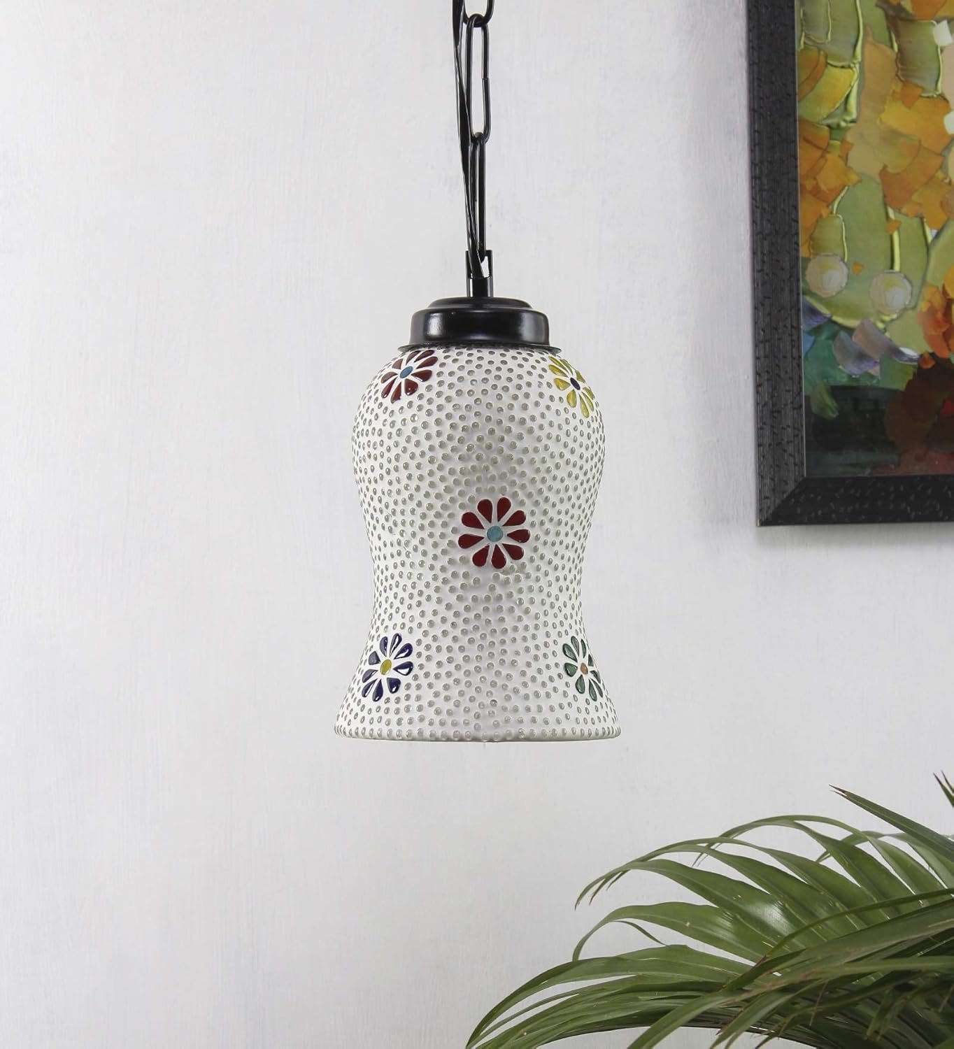 Multicolor Mosaic Glass Hanging Lamp (Glass,Medium)