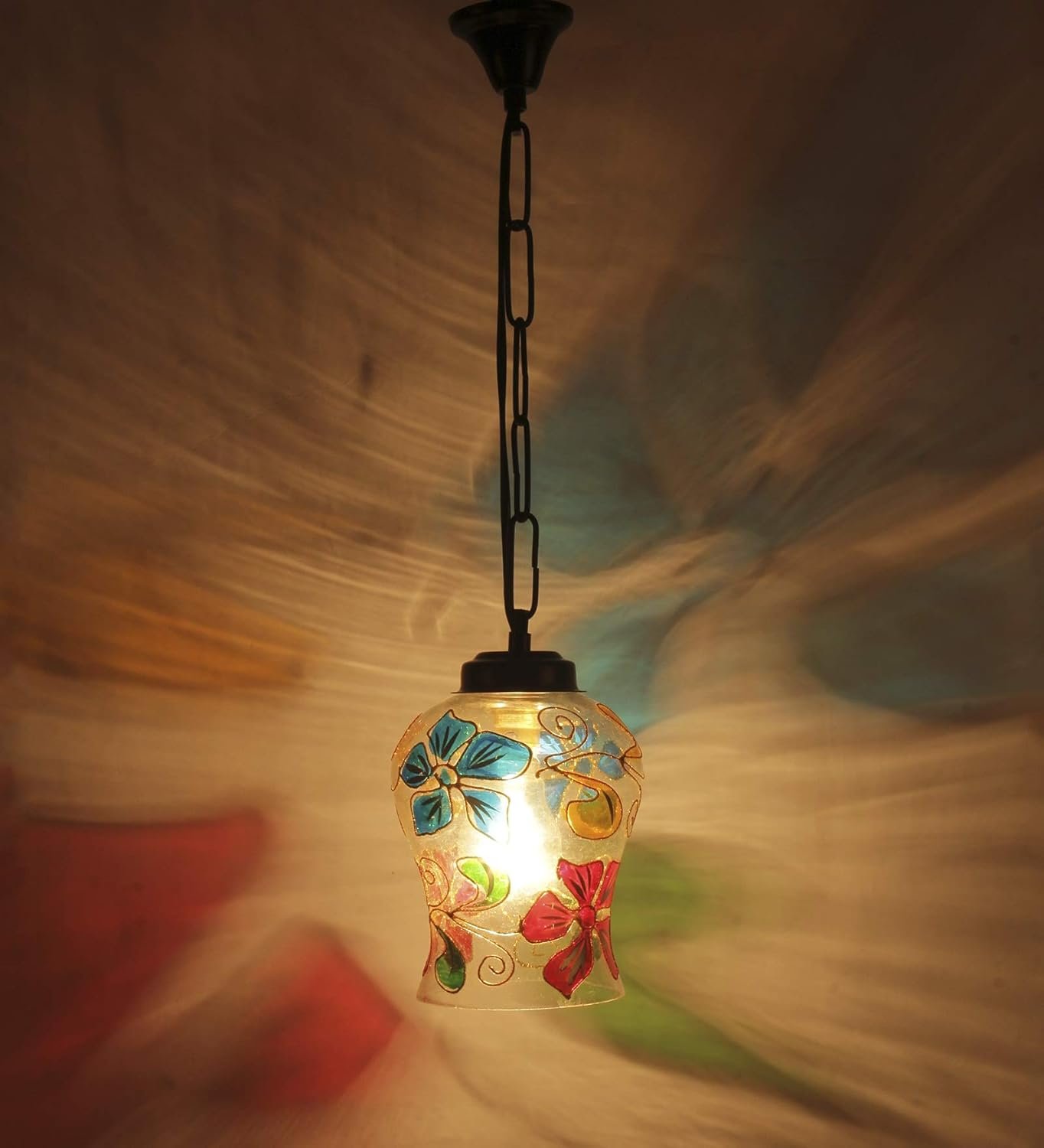 Multicolor Mosaic Glass Hanging Lamp (Glass,Medium)