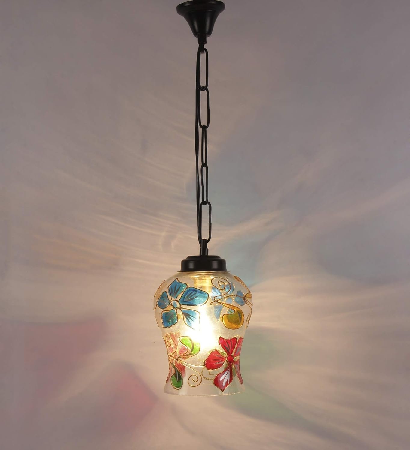 Multicolor Mosaic Glass Hanging Lamp (Glass,Medium)