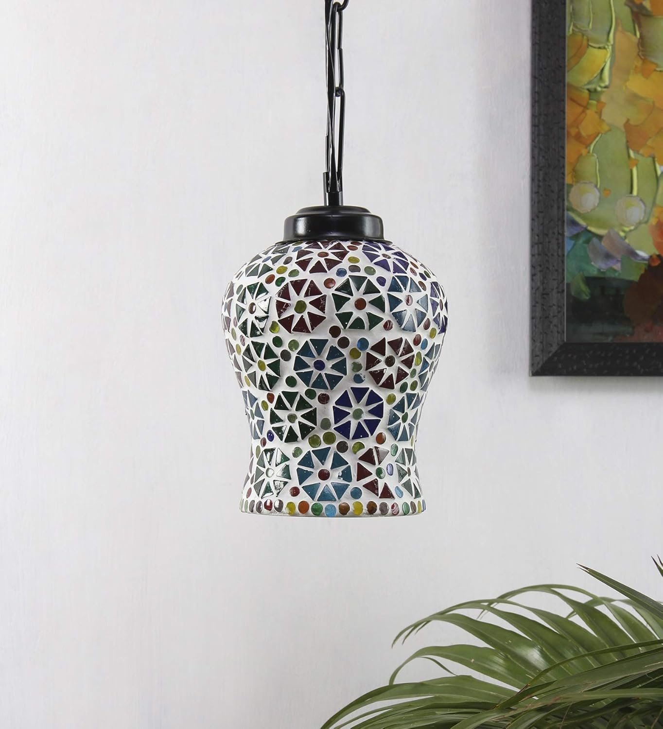 Multicolor Mosaic Glass Hanging Lamp (Glass,Medium)