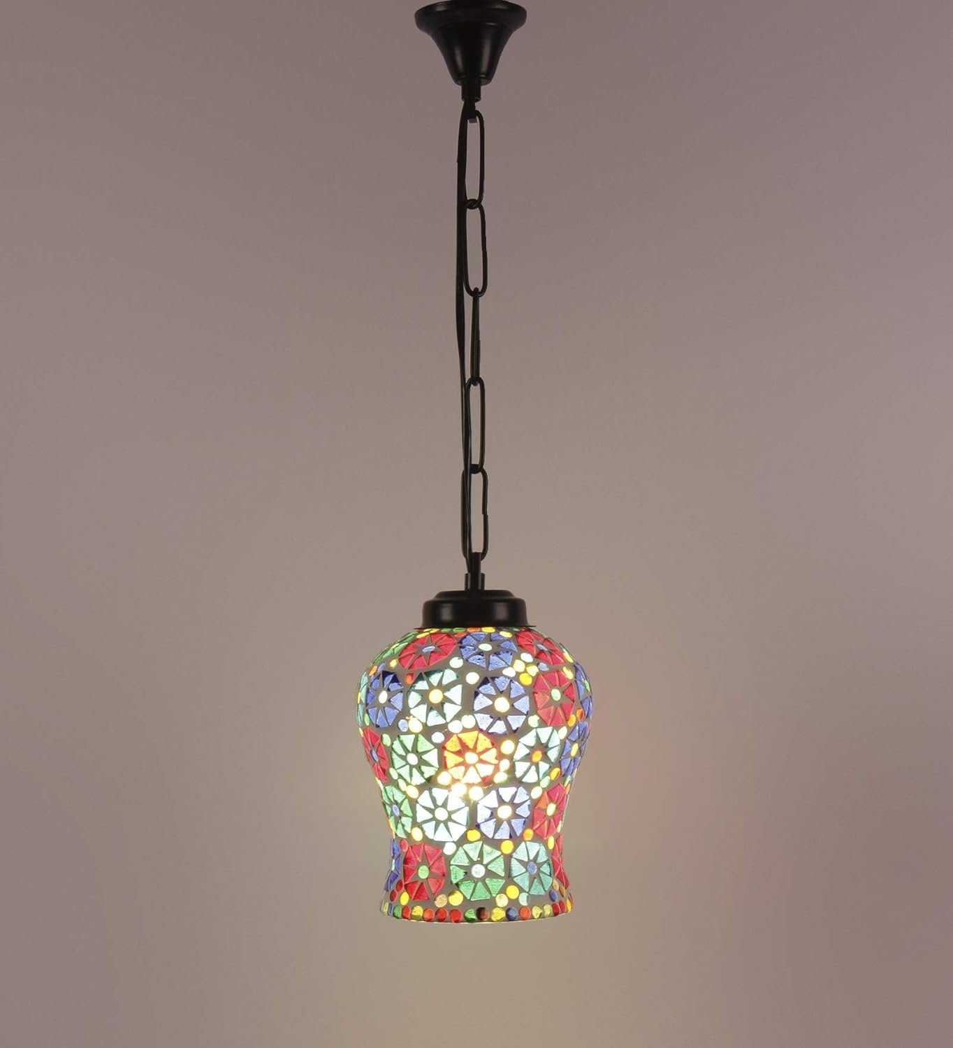 Multicolor Mosaic Glass Hanging Lamp (Glass,Medium)