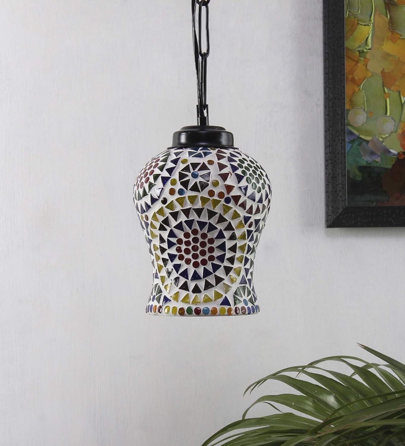 Multicolor Mosaic Glass Hanging Lamp (Glass,Medium)