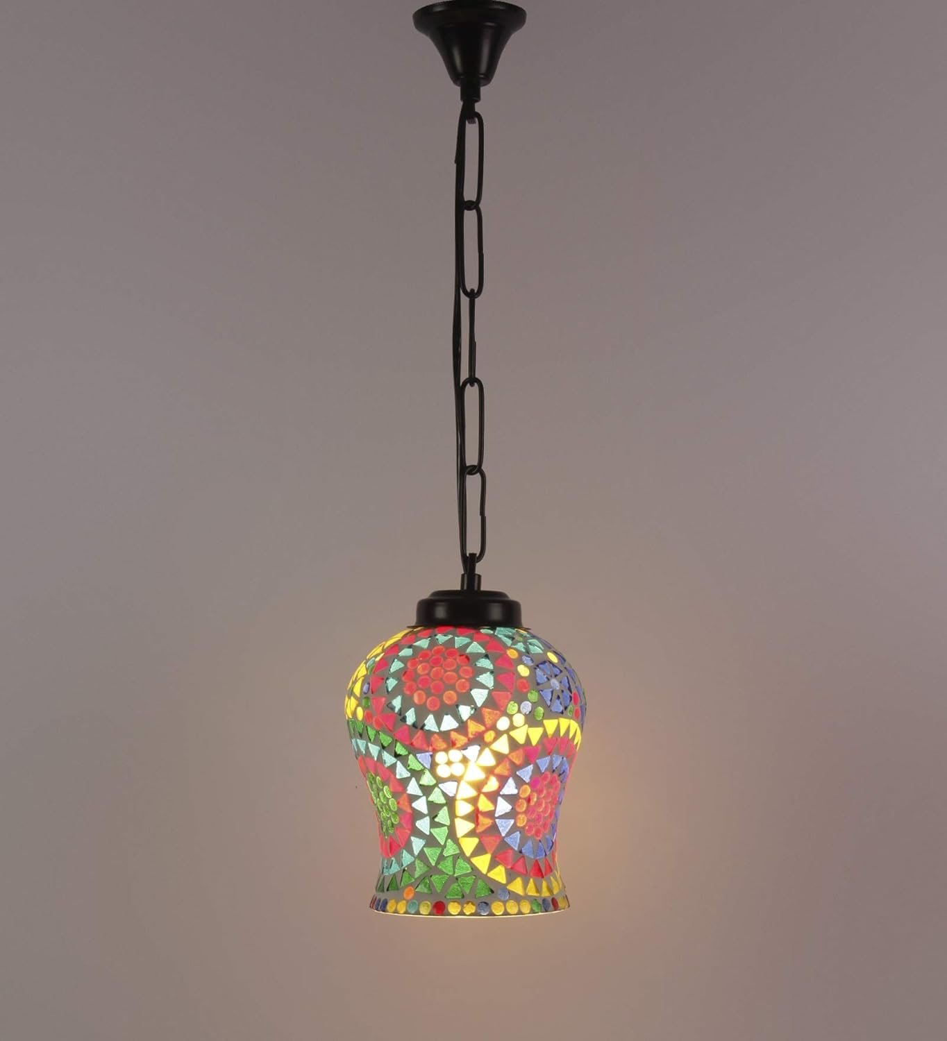 Multicolor Mosaic Glass Hanging Lamp (Glass,Medium)