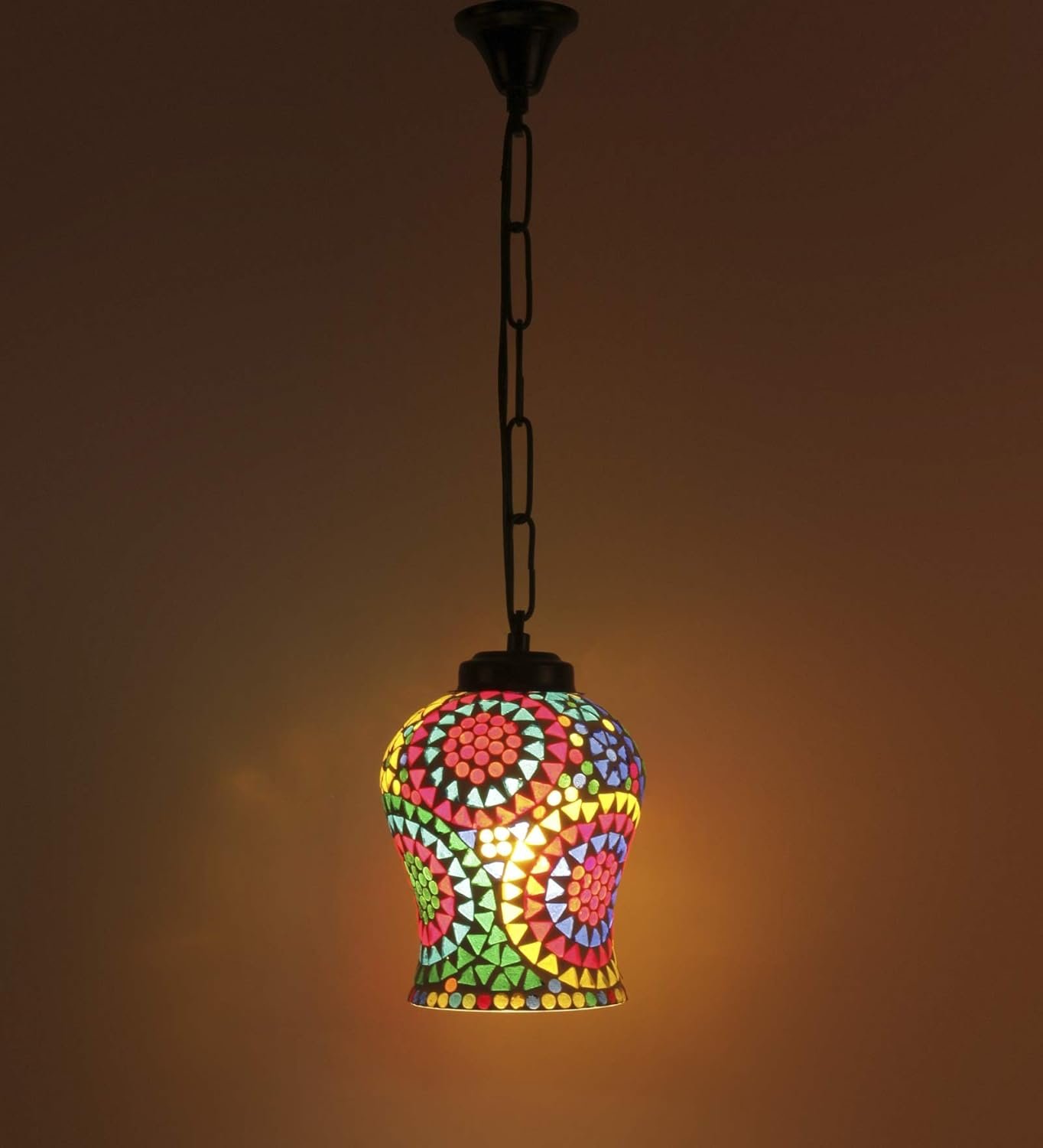 Multicolor Mosaic Glass Hanging Lamp (Glass,Medium)