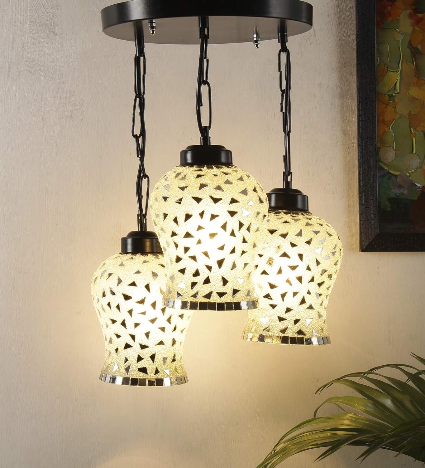 Multicolor Mosaic Glass Cluster Hanging Lamp (Multicolor)