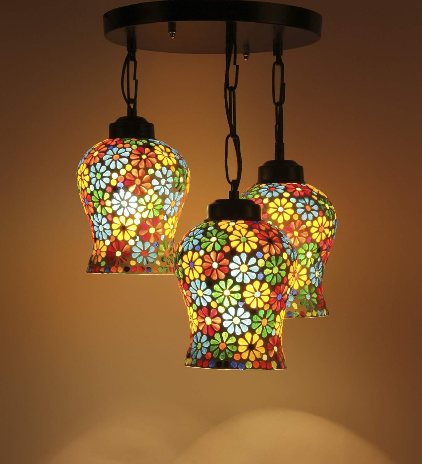 Multicolor Mosaic Glass Cluster Hanging Lamp (Multicolor)