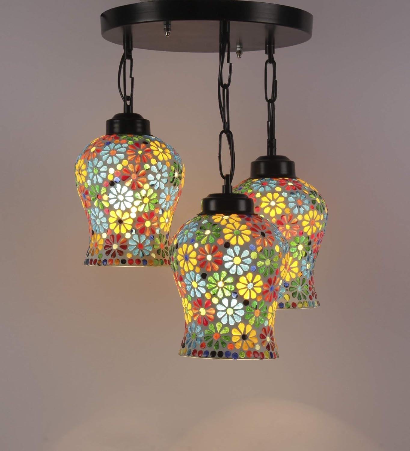 Multicolor Mosaic Glass Cluster Hanging Lamp (Multicolor)