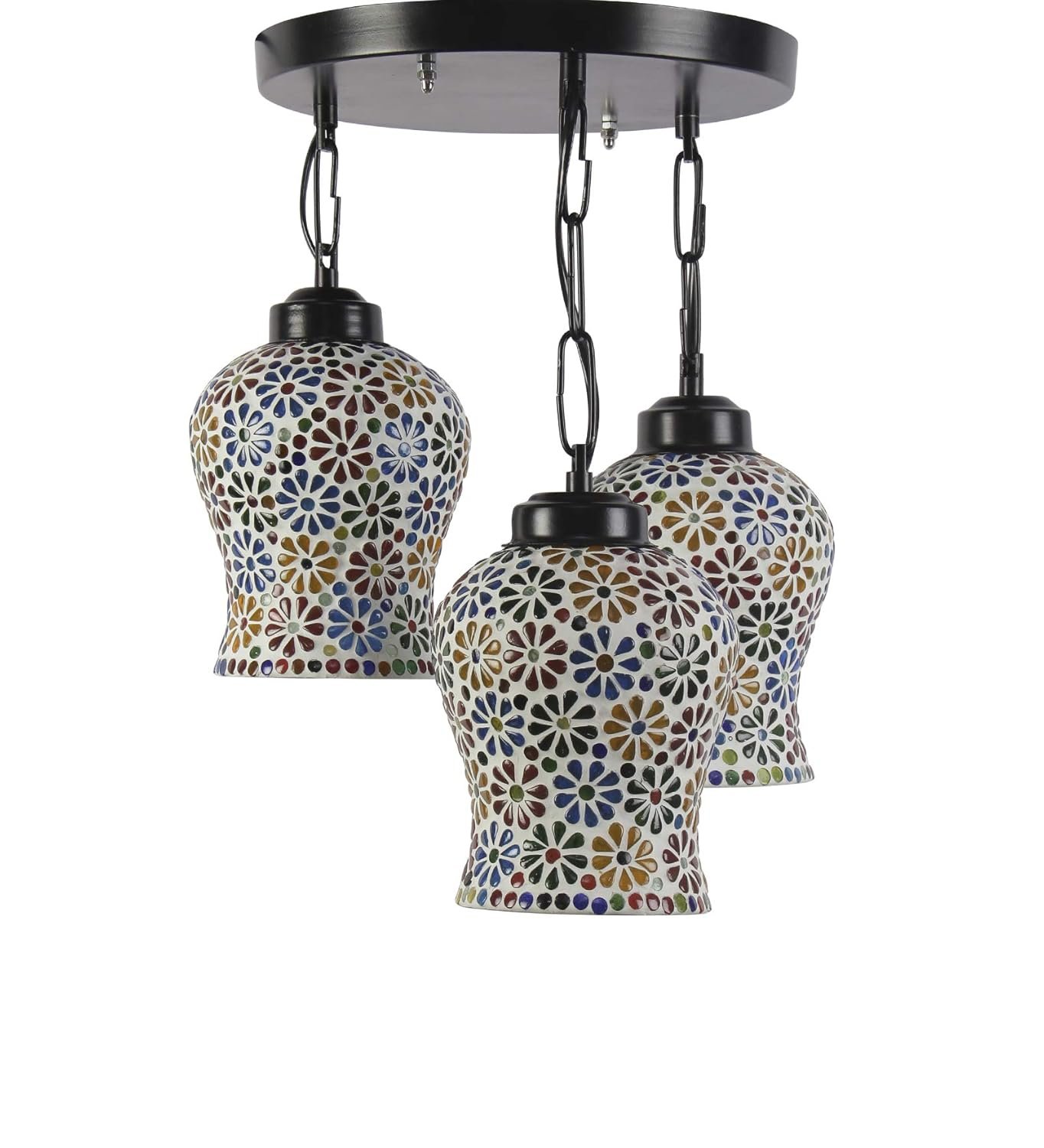Multicolor Mosaic Glass Cluster Hanging Lamp (Multicolor)