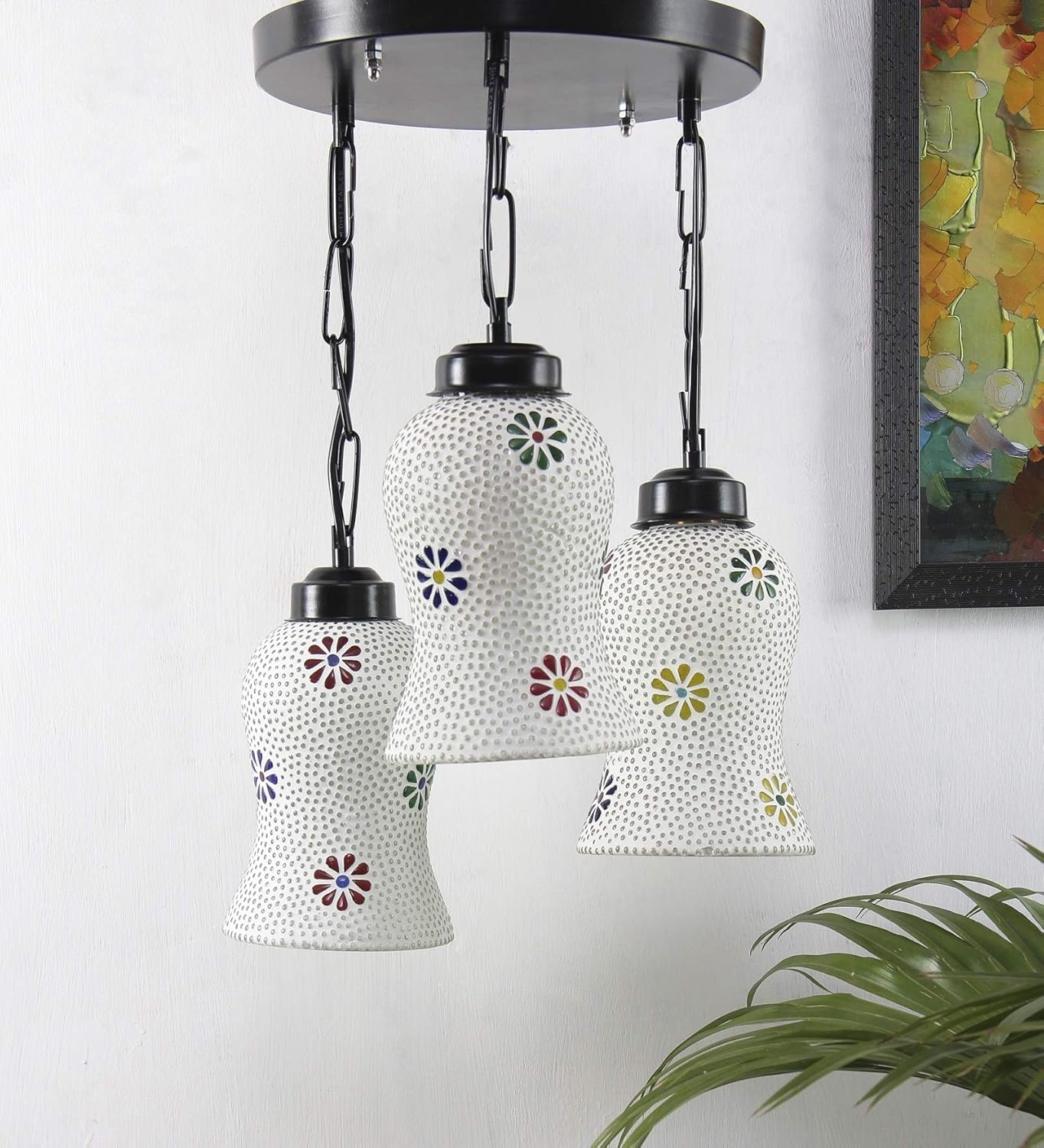 Multicolor Mosaic Glass Cluster Hanging Lamp (Multicolor)