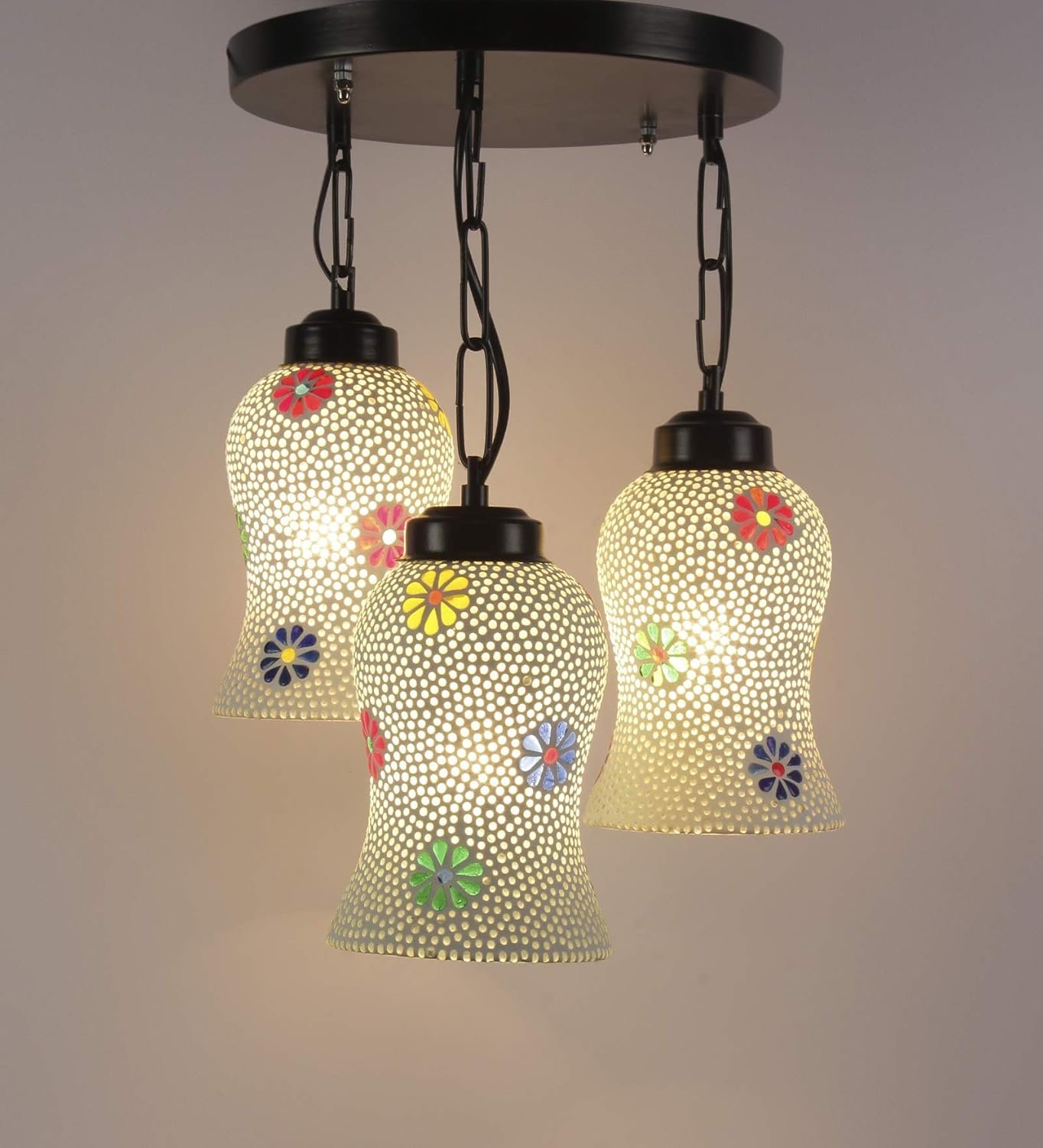Multicolor Mosaic Glass Cluster Hanging Lamp (Multicolor)