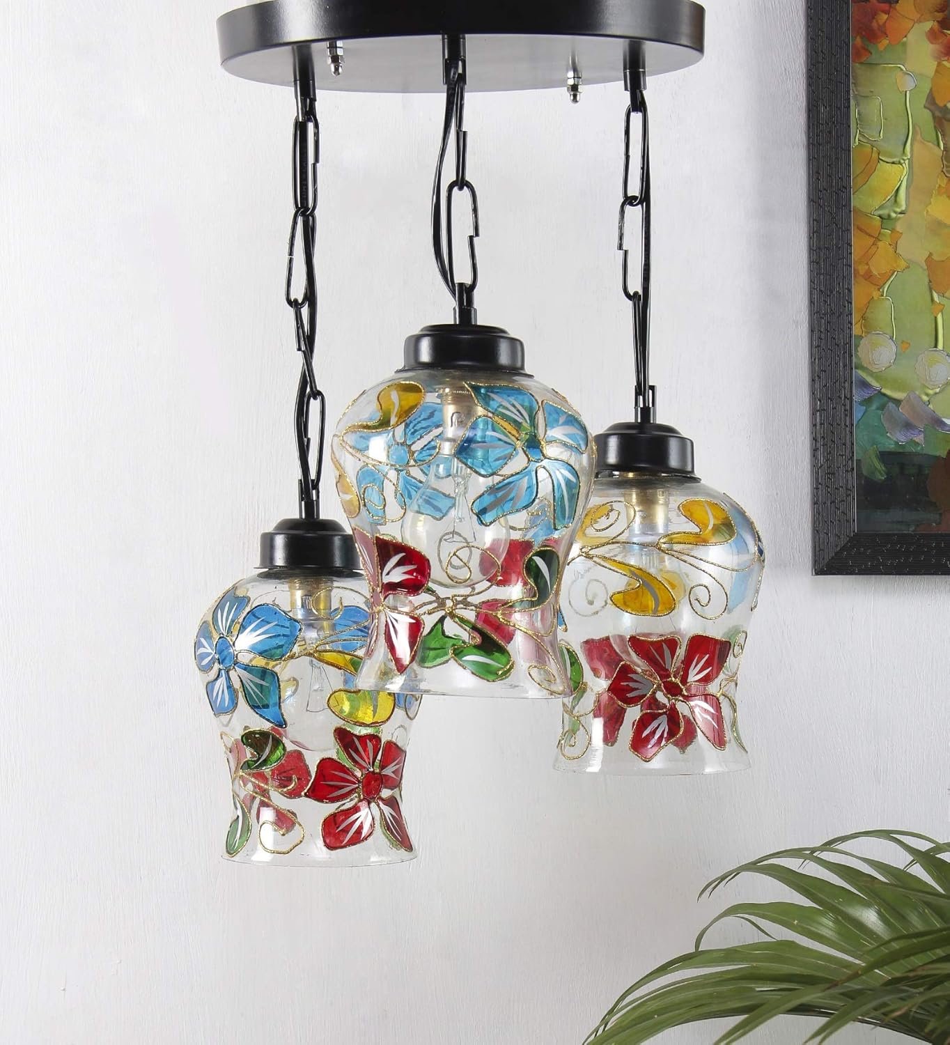 Multicolor Mosaic Glass Cluster Hanging Lamp (Multicolor)