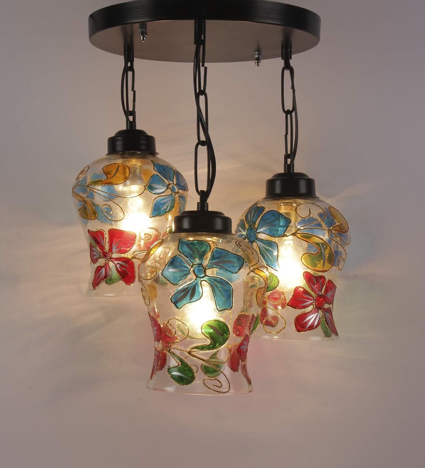 Multicolor Mosaic Glass Cluster Hanging Lamp (Multicolor)
