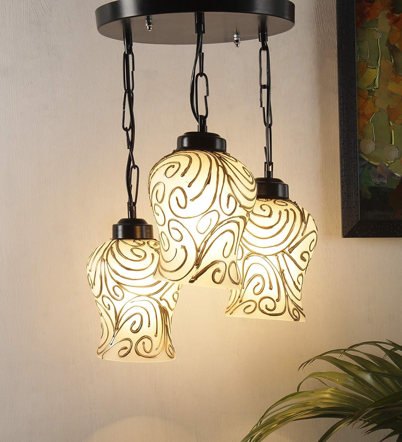 Multicolor Mosaic Glass Cluster Hanging Lamp (Multicolor)