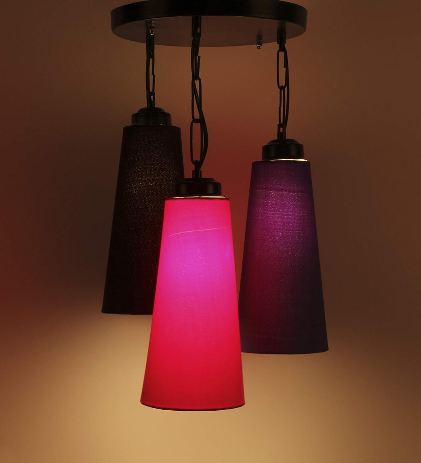 Triple Conical Cotton Multicolor Hanging/Pendant (Multicolor Cotton)