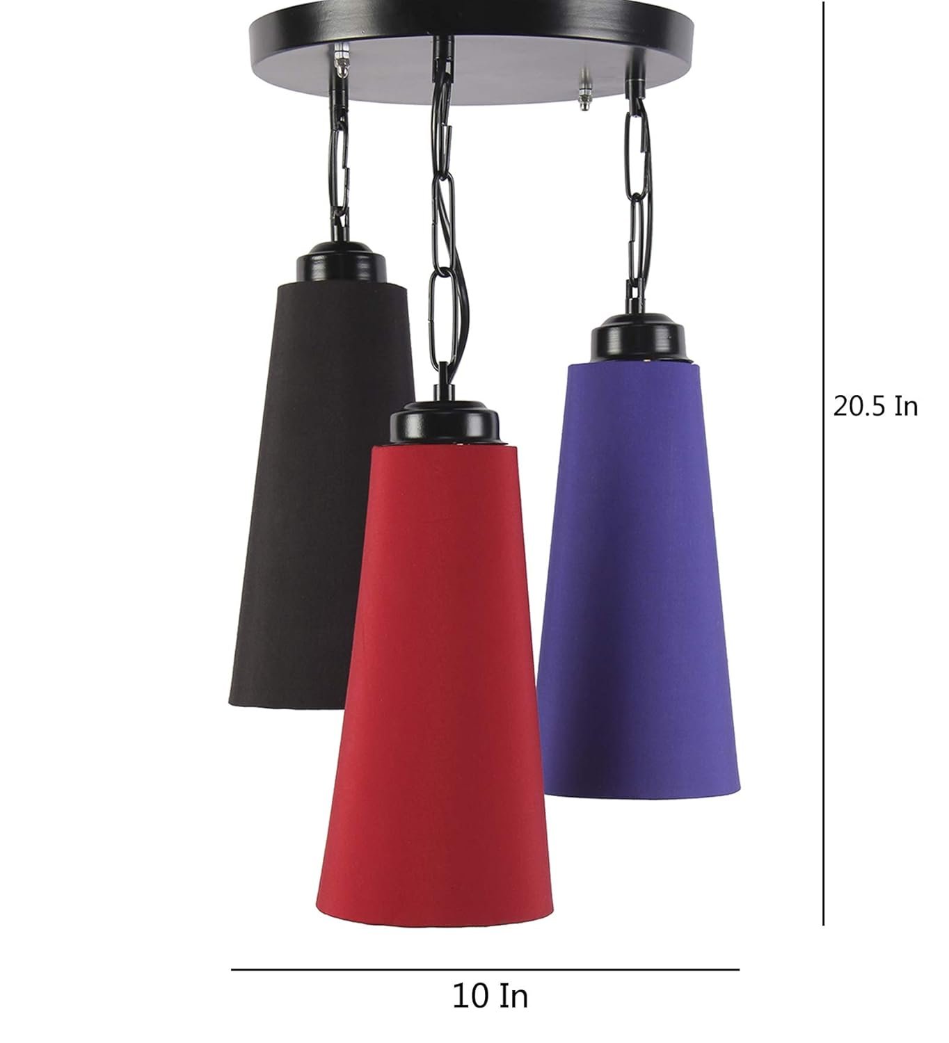 Triple Conical Cotton Multicolor Hanging/Pendant (Multicolor Cotton)