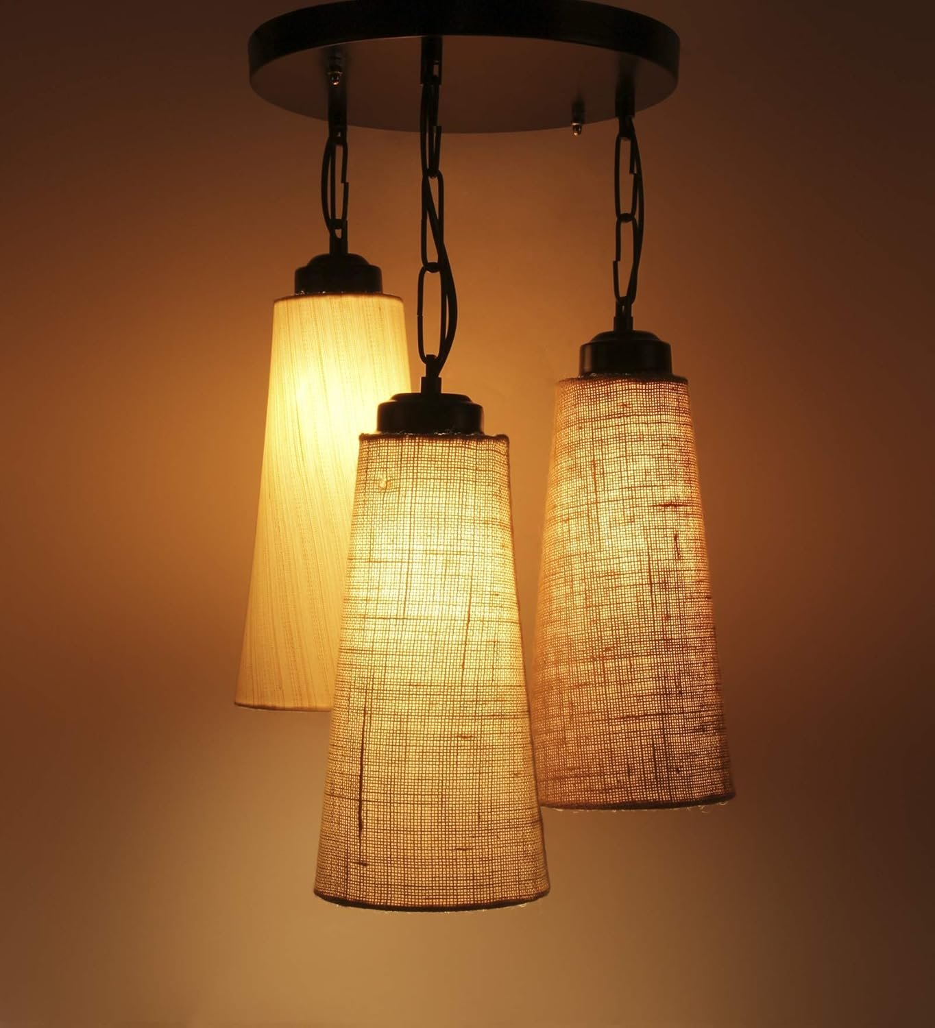 Triple Conical Cotton/Jute Multicolor Hanging/Pendant (Multicolor Jute/Cotton)