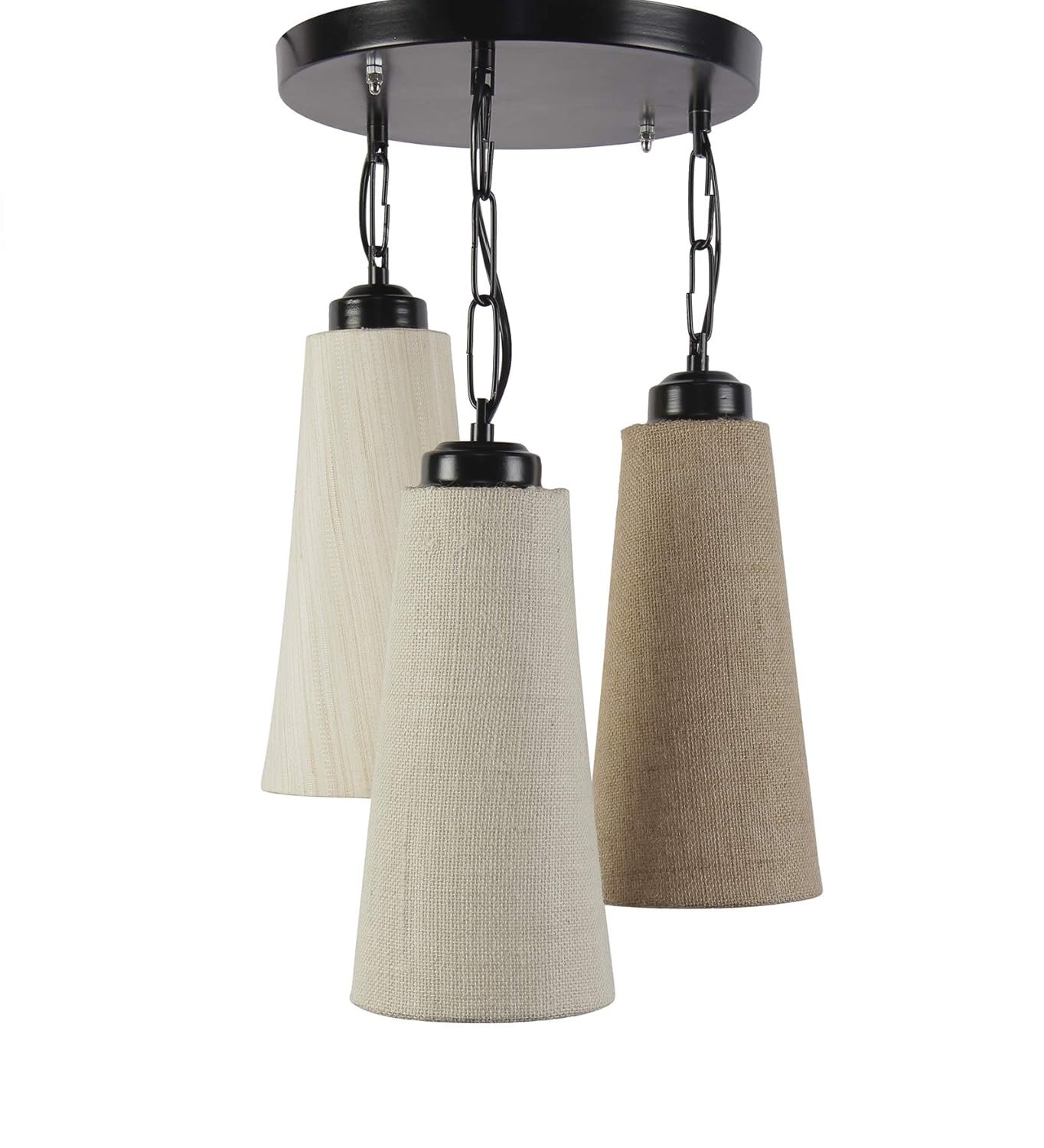 Triple Conical Cotton/Jute Multicolor Hanging/Pendant (Multicolor Jute/Cotton)