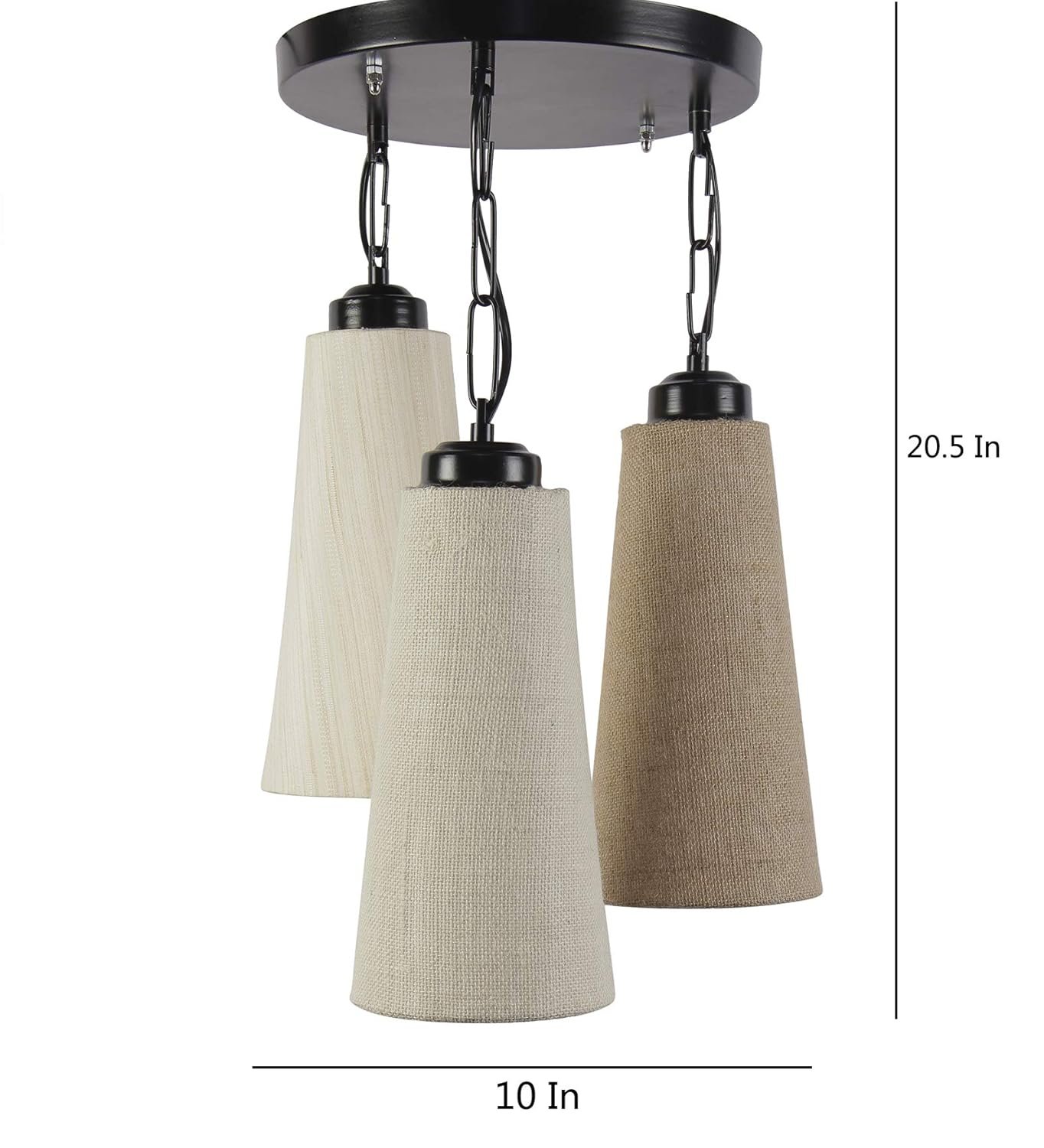 Triple Conical Cotton/Jute Multicolor Hanging/Pendant (Multicolor Jute/Cotton)