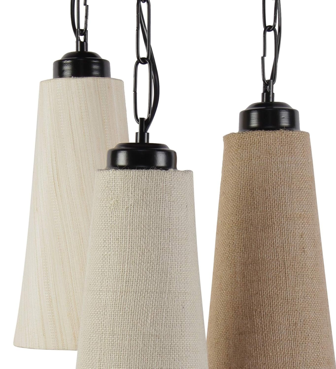 Triple Conical Cotton/Jute Multicolor Hanging/Pendant (Multicolor Jute/Cotton)