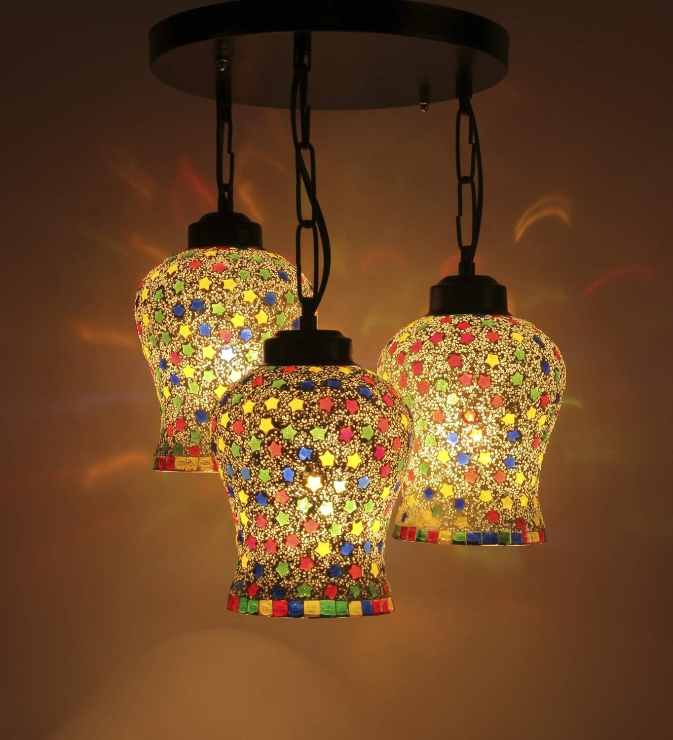 Multicolor Mosaic Glass Cluster Hanging Lamp (Multicolor)