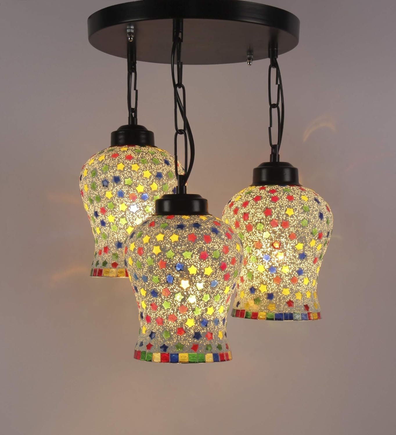 Multicolor Mosaic Glass Cluster Hanging Lamp (Multicolor)