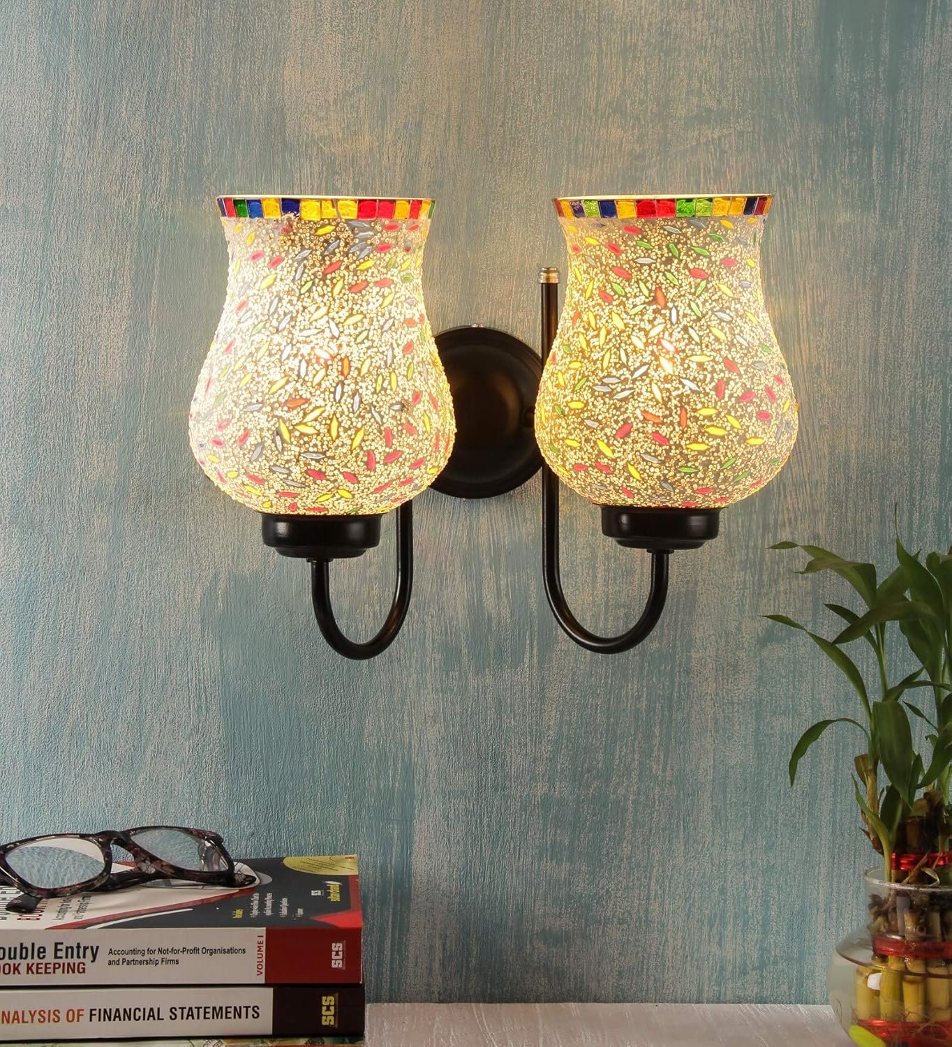 Multicolor Mosaic Double Wall Mounted Lamp (Multicolor,Double)