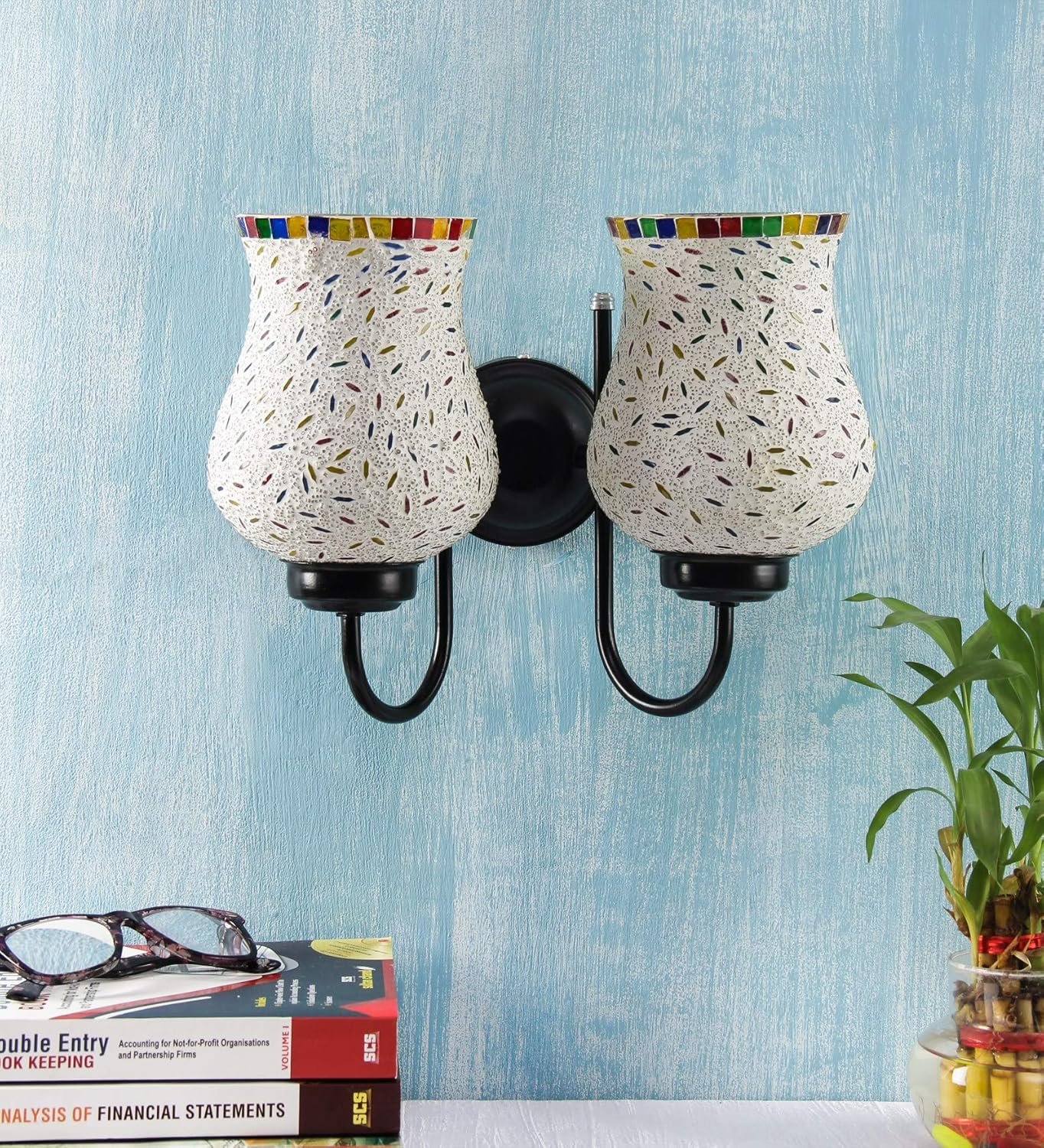 Multicolor Mosaic Double Wall Mounted Lamp (Multicolor,Double)