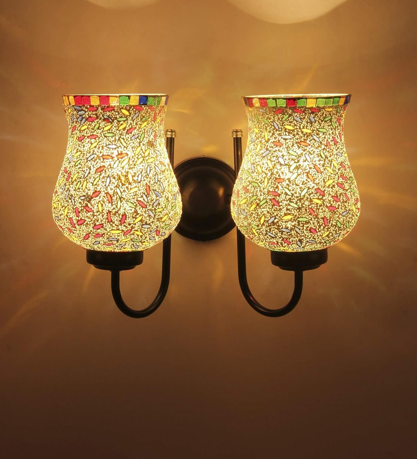 Multicolor Mosaic Double Wall Mounted Lamp (Multicolor,Double)