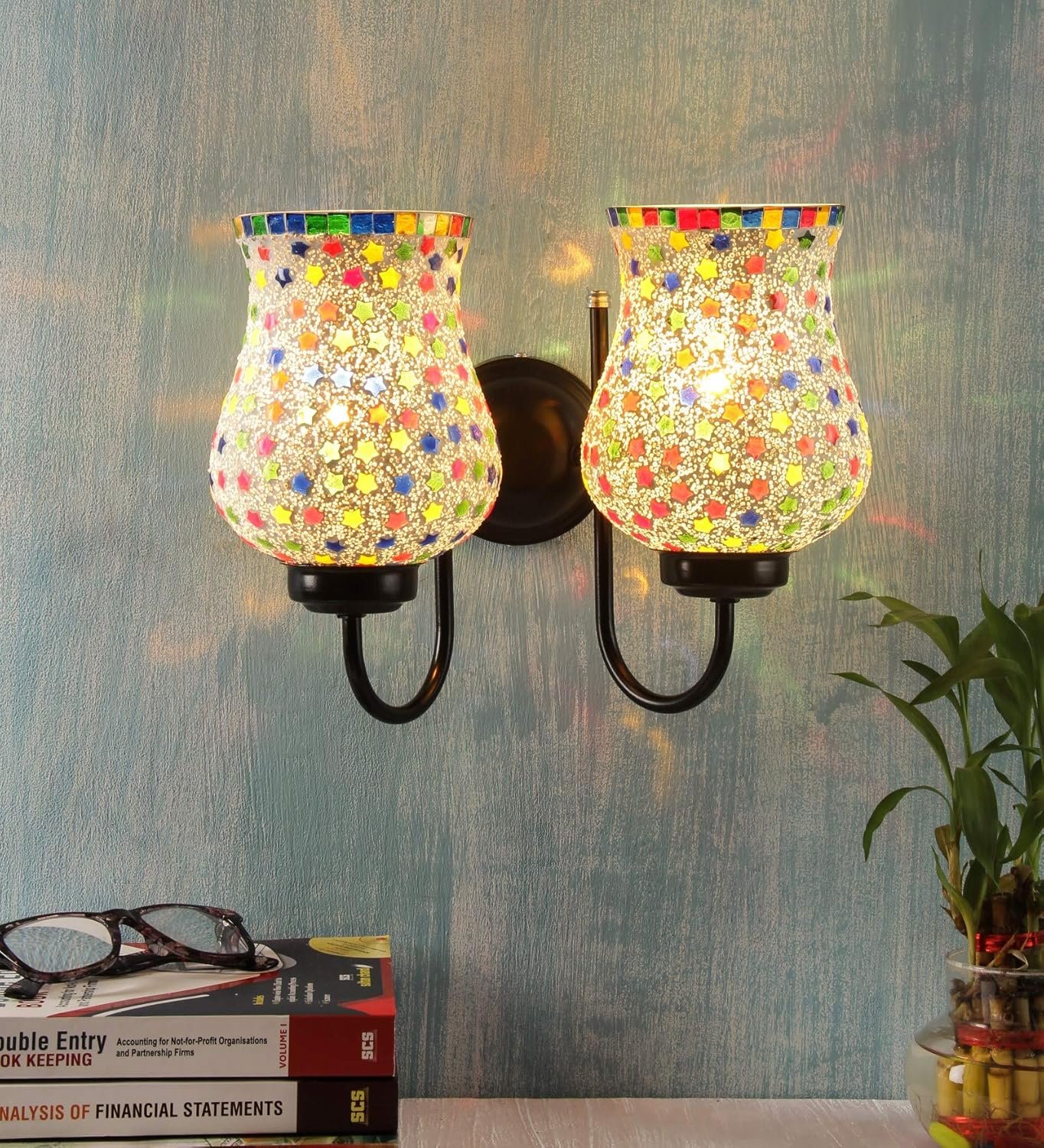 Multicolor Mosaic Double Wall Mounted Lamp (Multicolor,Double)