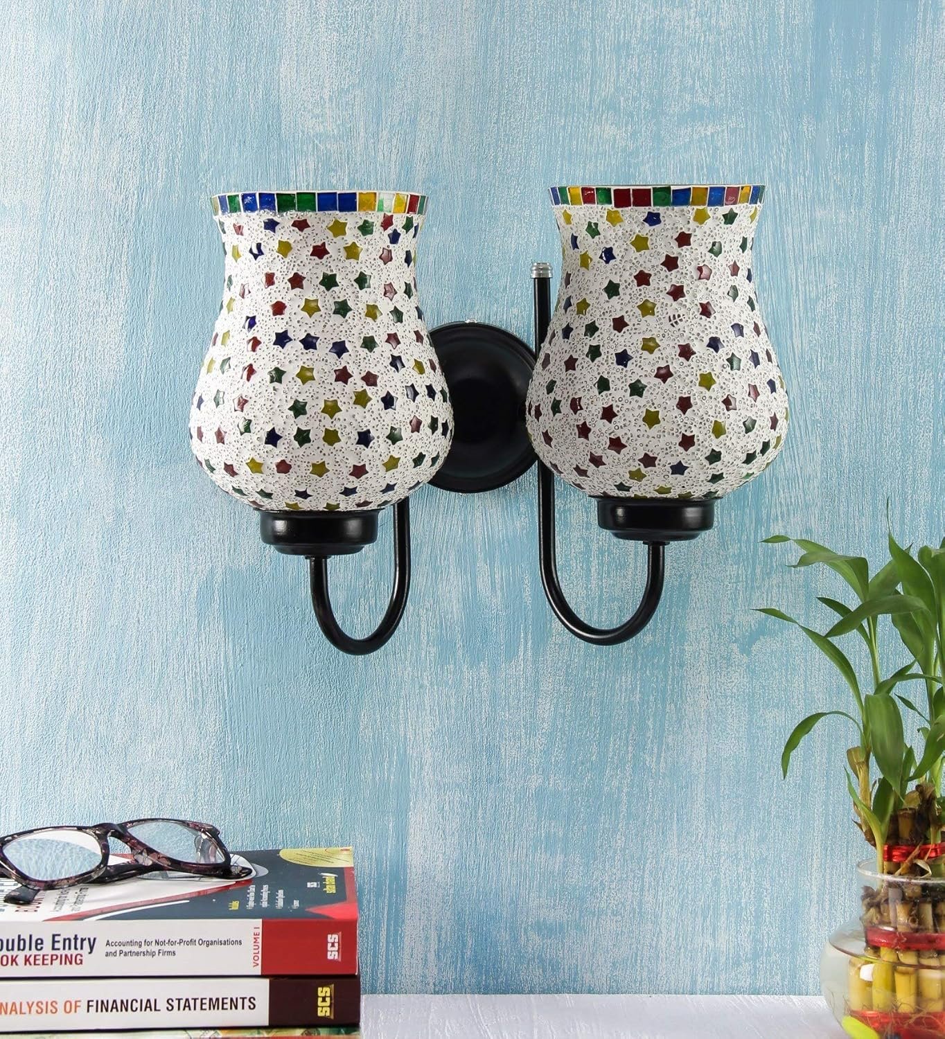 Multicolor Mosaic Double Wall Mounted Lamp (Multicolor,Double)
