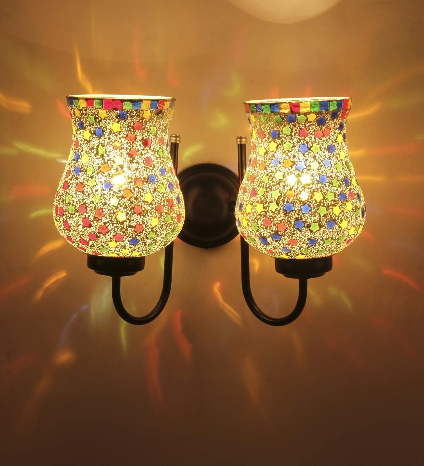 Multicolor Mosaic Double Wall Mounted Lamp (Multicolor,Double)