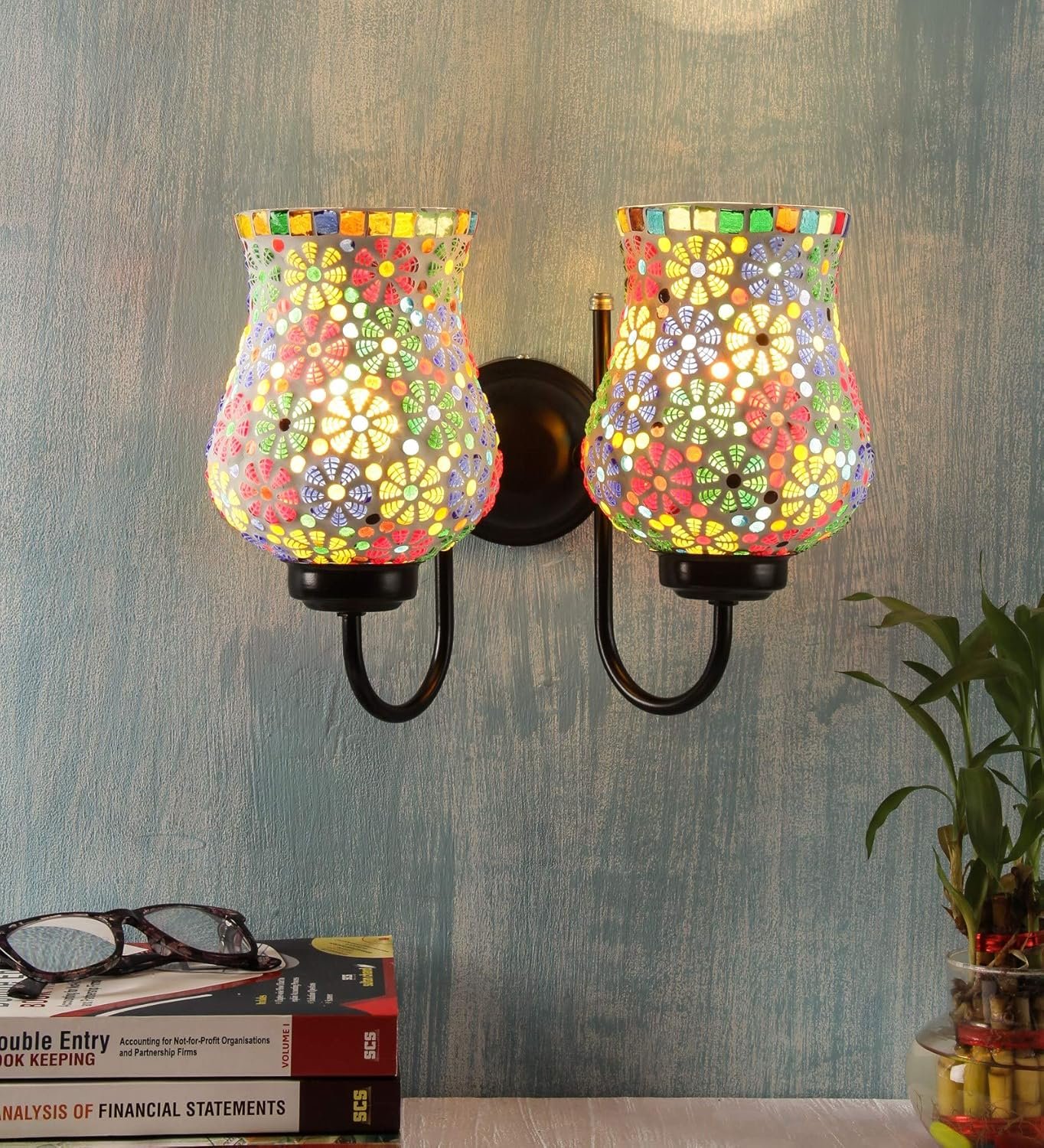 Multicolor Mosaic Double Wall Mounted Lamp (Multicolor,Double)