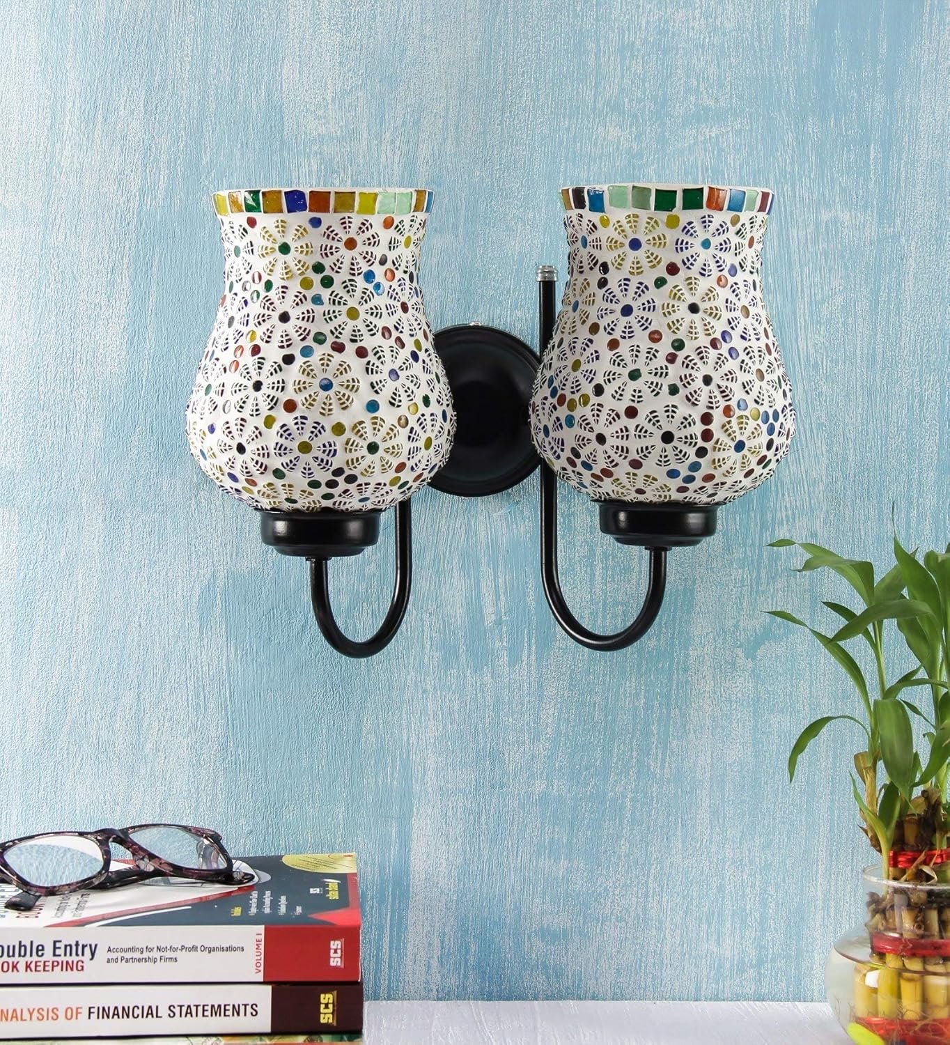Multicolor Mosaic Double Wall Mounted Lamp (Multicolor,Double)
