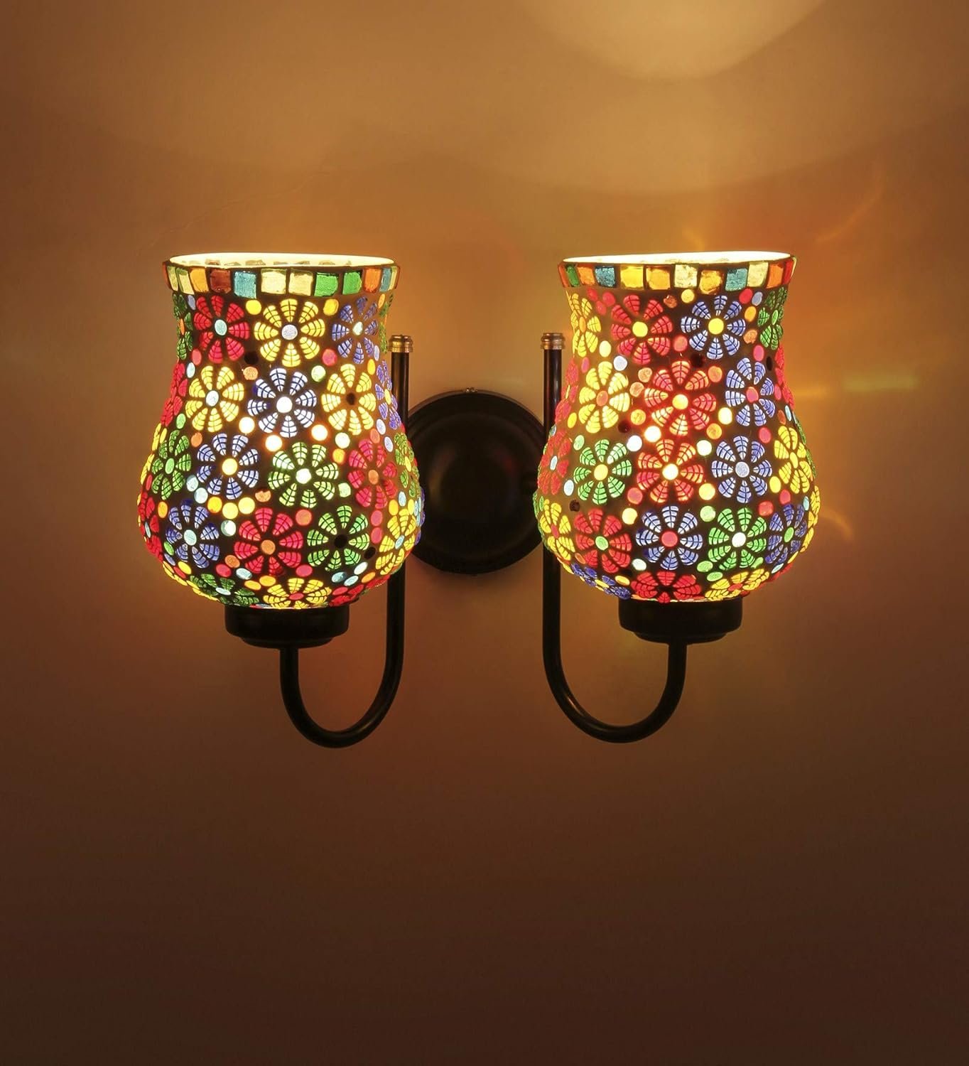 Multicolor Mosaic Double Wall Mounted Lamp (Multicolor,Double)