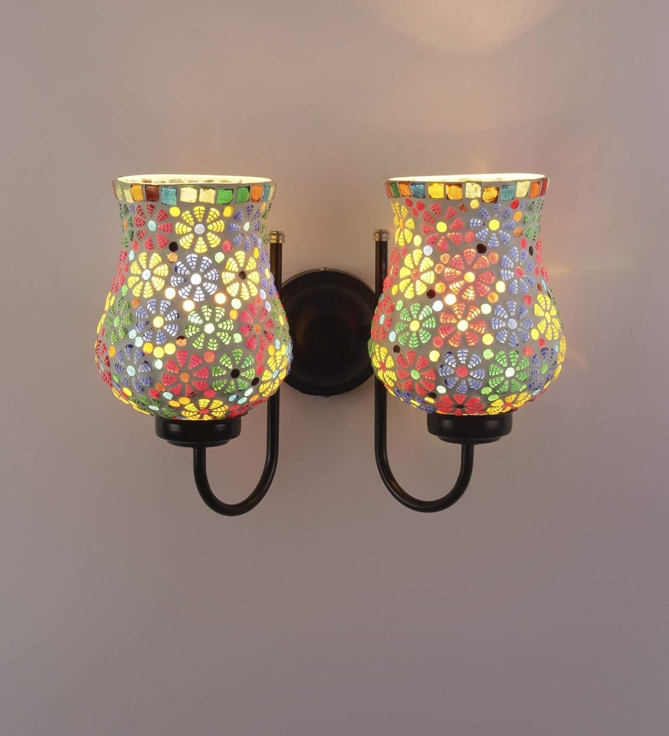 Multicolor Mosaic Double Wall Mounted Lamp (Multicolor,Double)