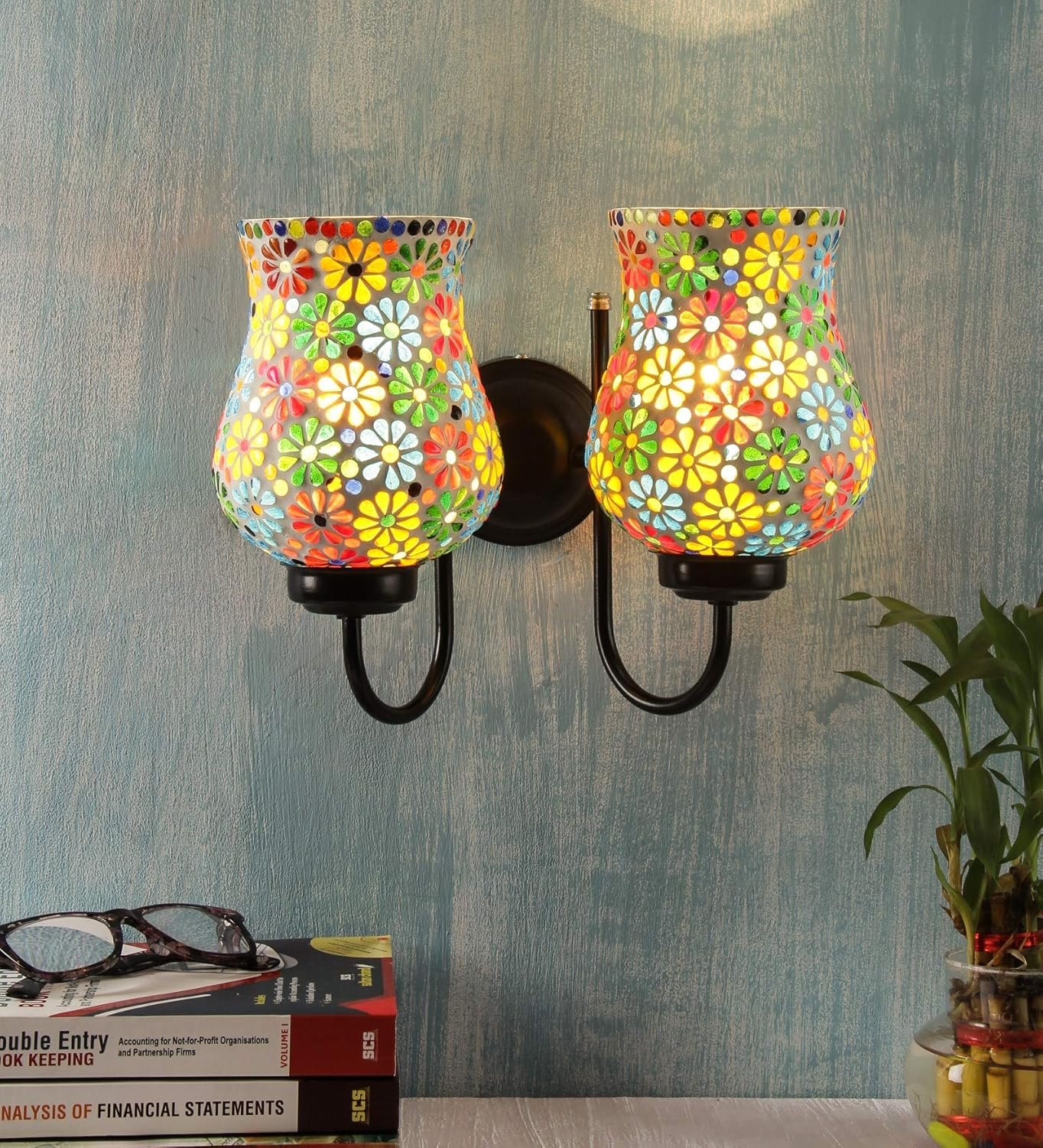 Multicolor Mosaic Double Wall Mounted Lamp (Multicolor,Double)