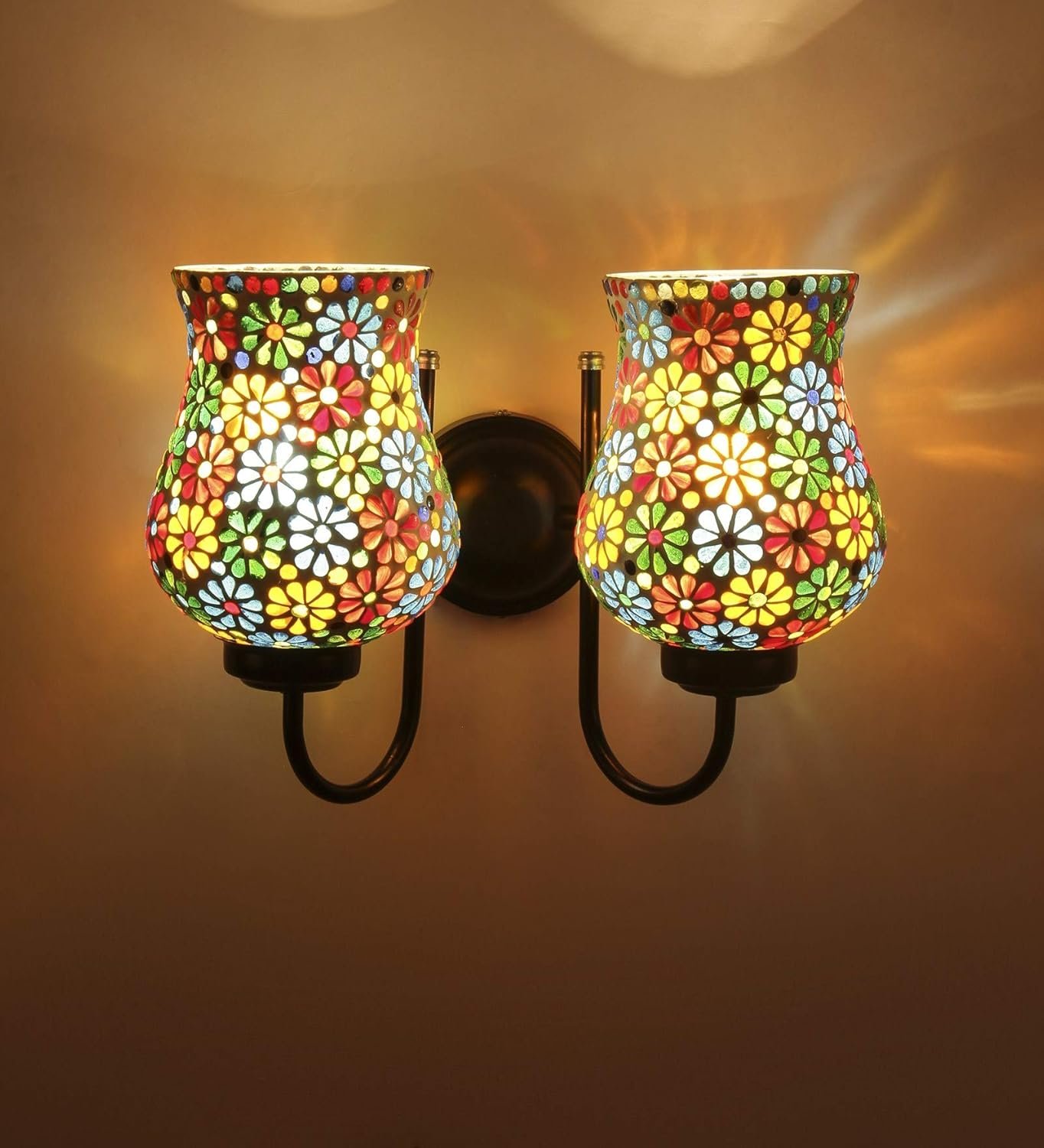 Multicolor Mosaic Double Wall Mounted Lamp (Multicolor,Double)