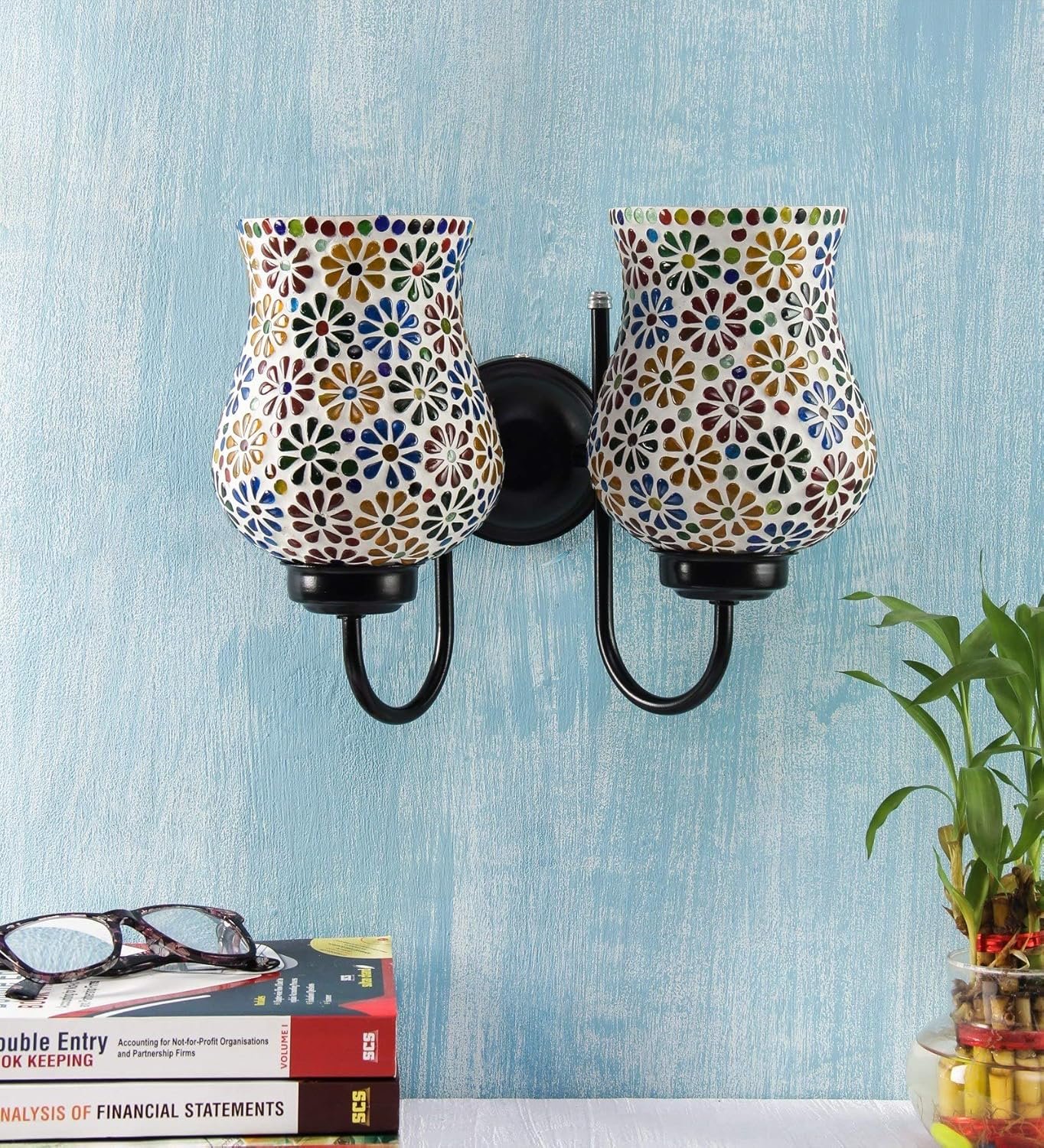 Multicolor Mosaic Double Wall Mounted Lamp (Multicolor,Double)
