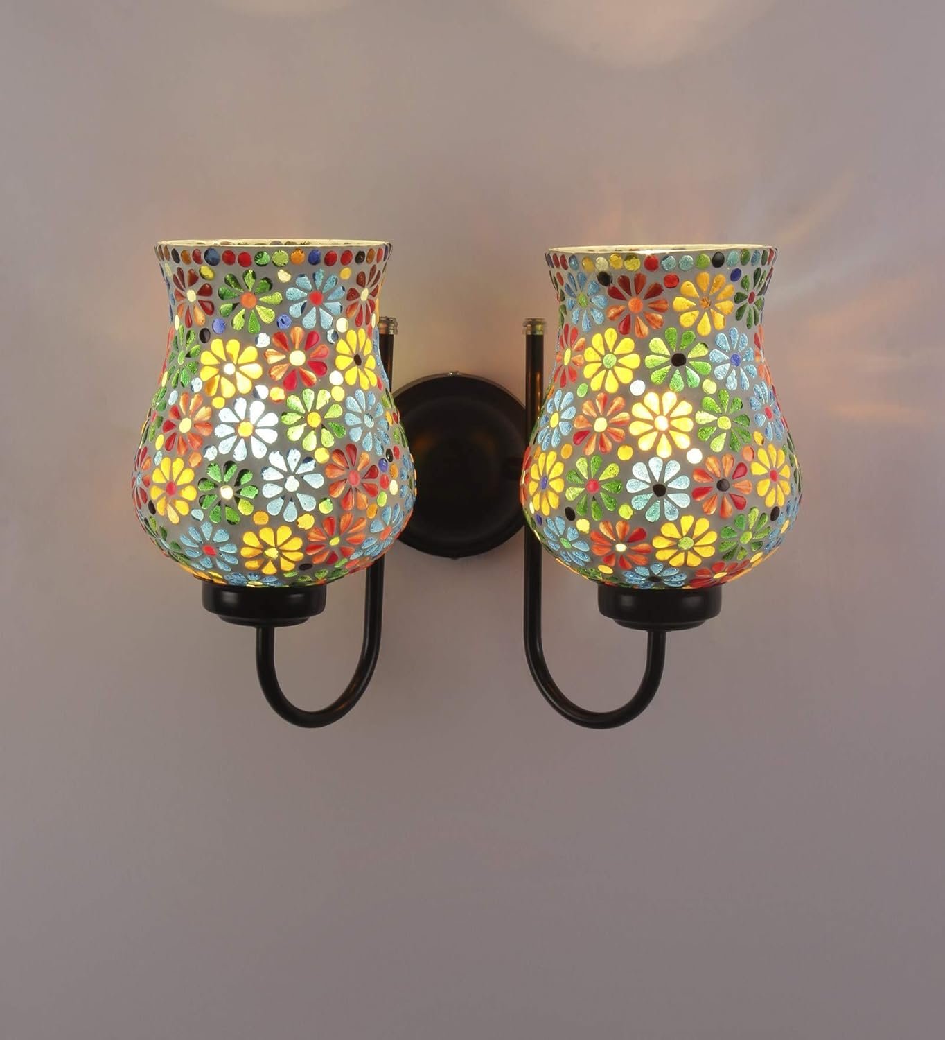 Multicolor Mosaic Double Wall Mounted Lamp (Multicolor,Double)