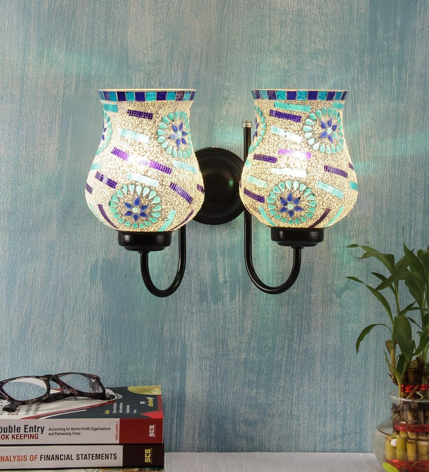 Multicolor Mosaic Double Wall Mounted Lamp (Multicolor,Double)