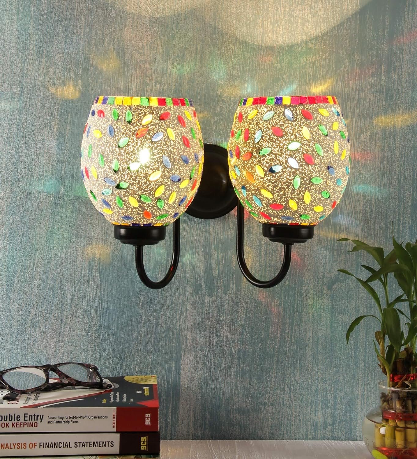 Multicolor Mosaic Double Wall Mounted Lamp (Multicolor,Double)