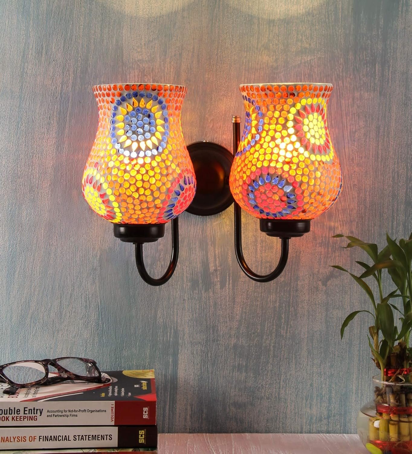 Multicolor Mosaic Double Wall Mounted Lamp (Multicolor,Double)