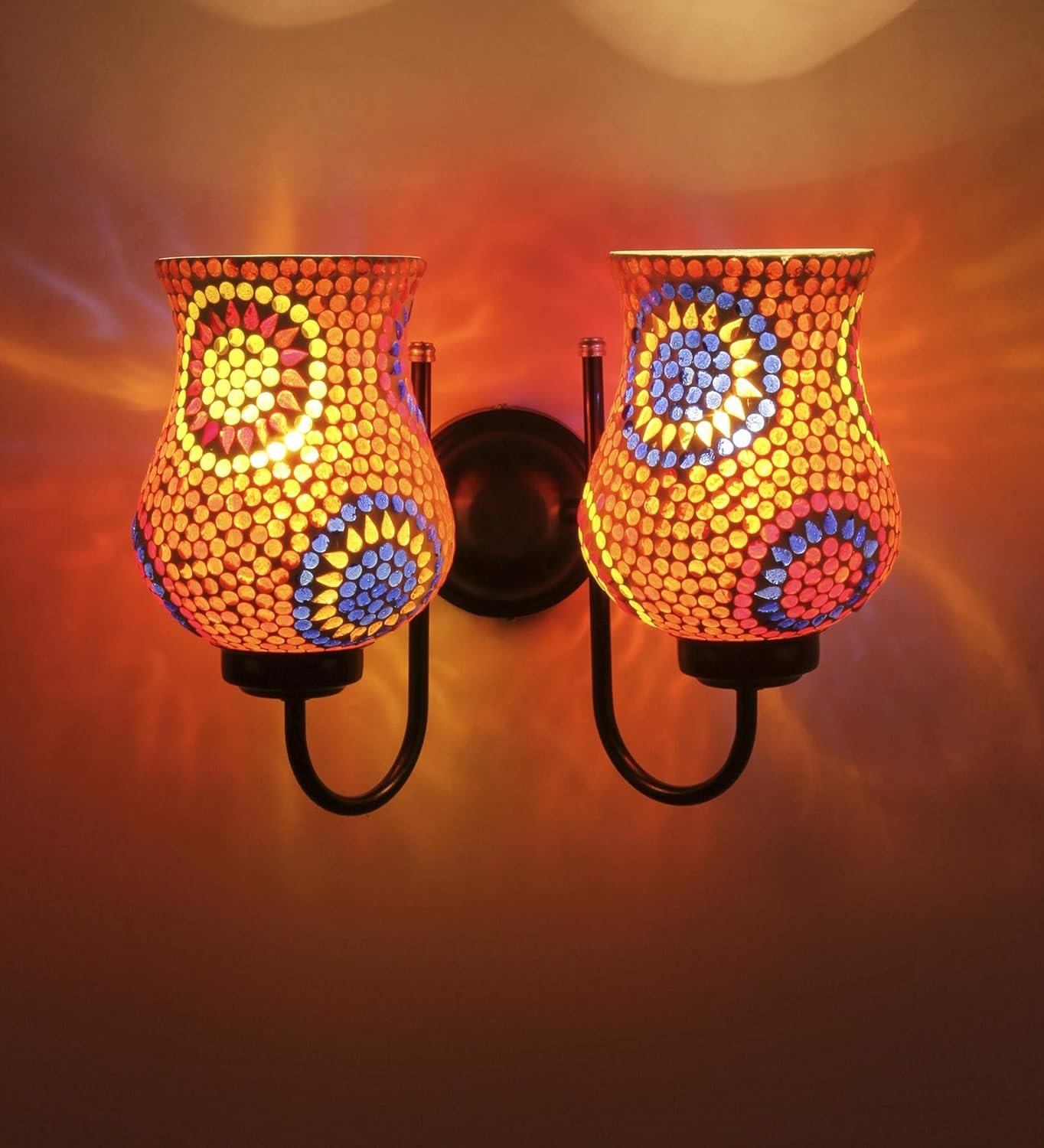 Multicolor Mosaic Double Wall Mounted Lamp (Multicolor,Double)
