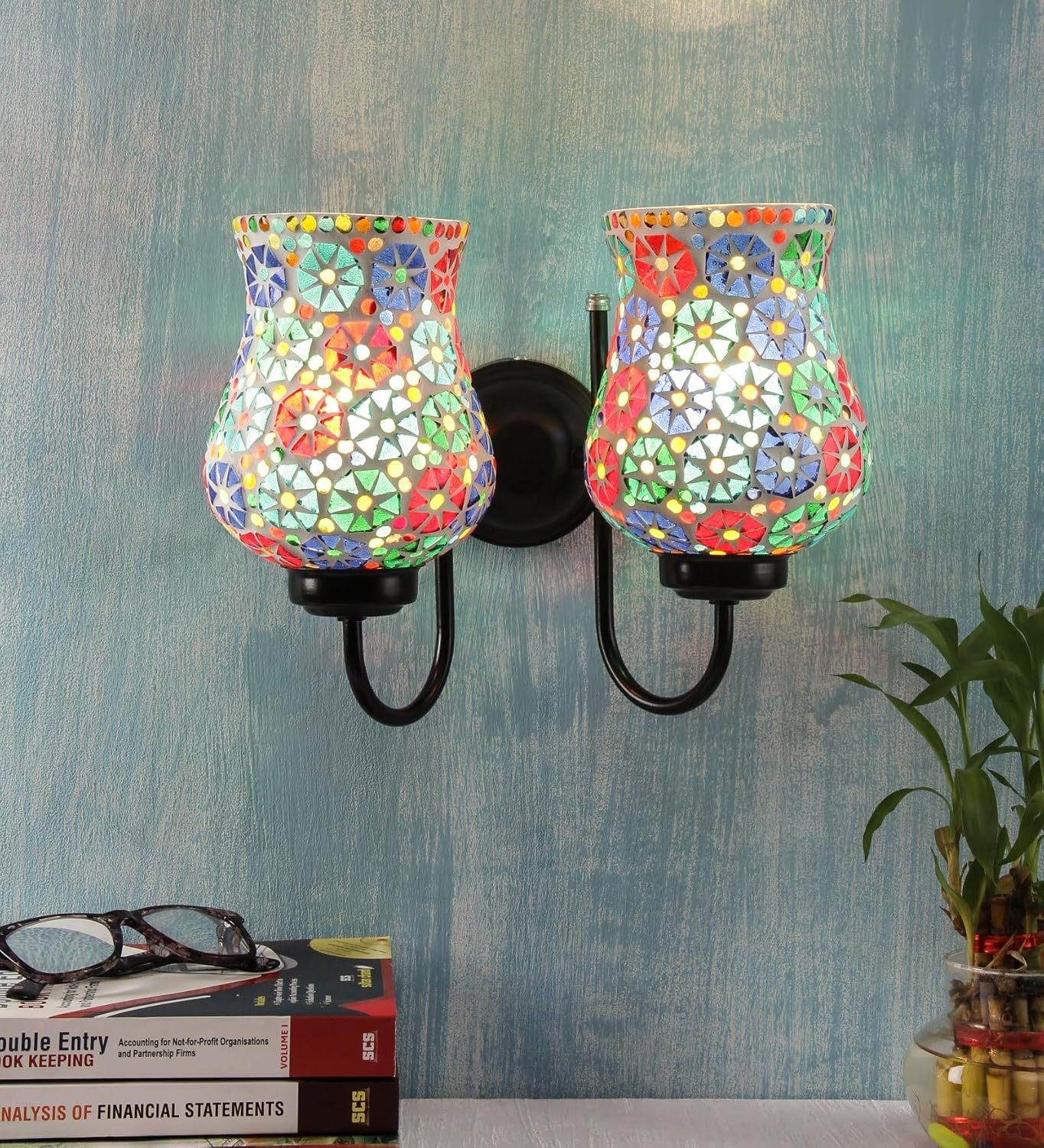 Multicolor Mosaic Double Wall Mounted Lamp (Multicolor,Double)