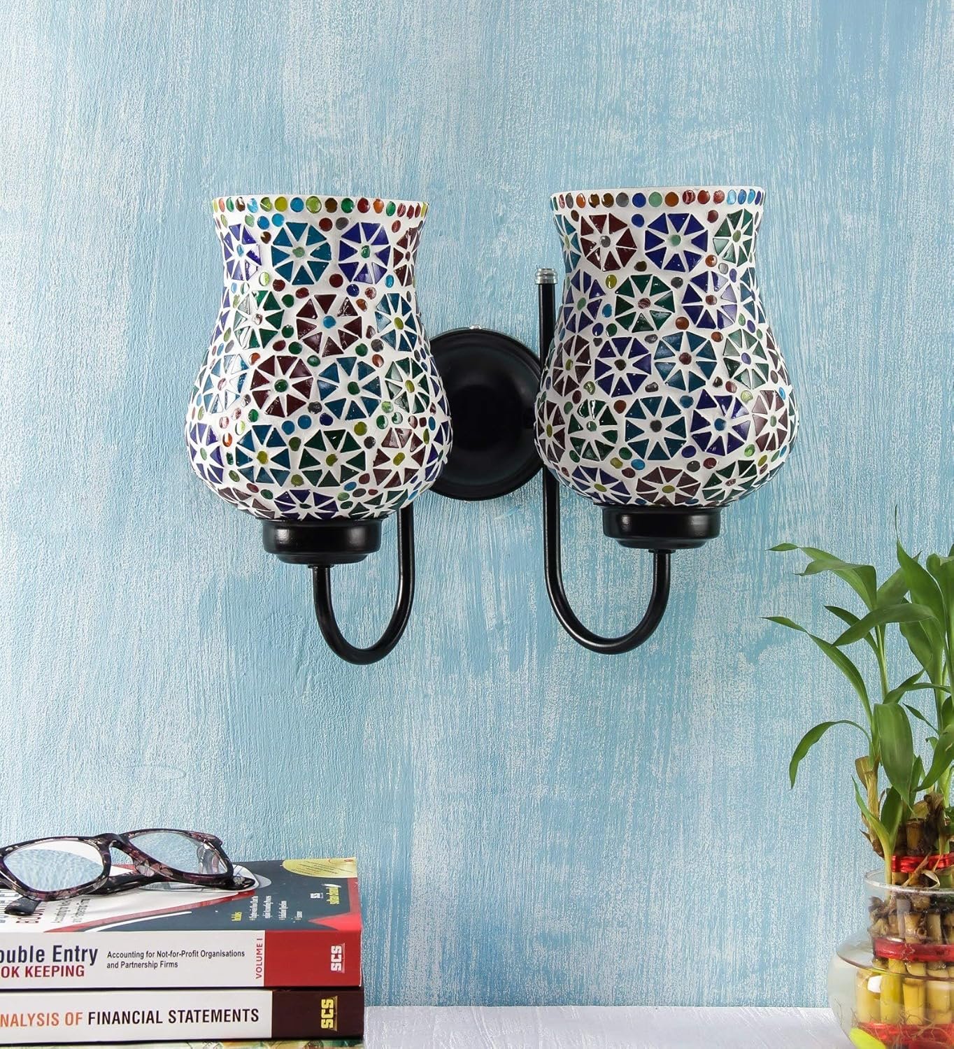 Multicolor Mosaic Double Wall Mounted Lamp (Multicolor,Double)