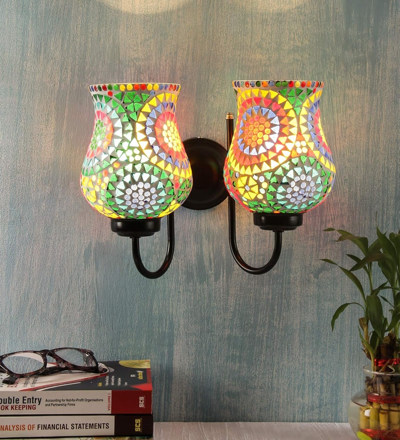 Multicolor Mosaic Double Wall Mounted Lamp (Multicolor,Double)