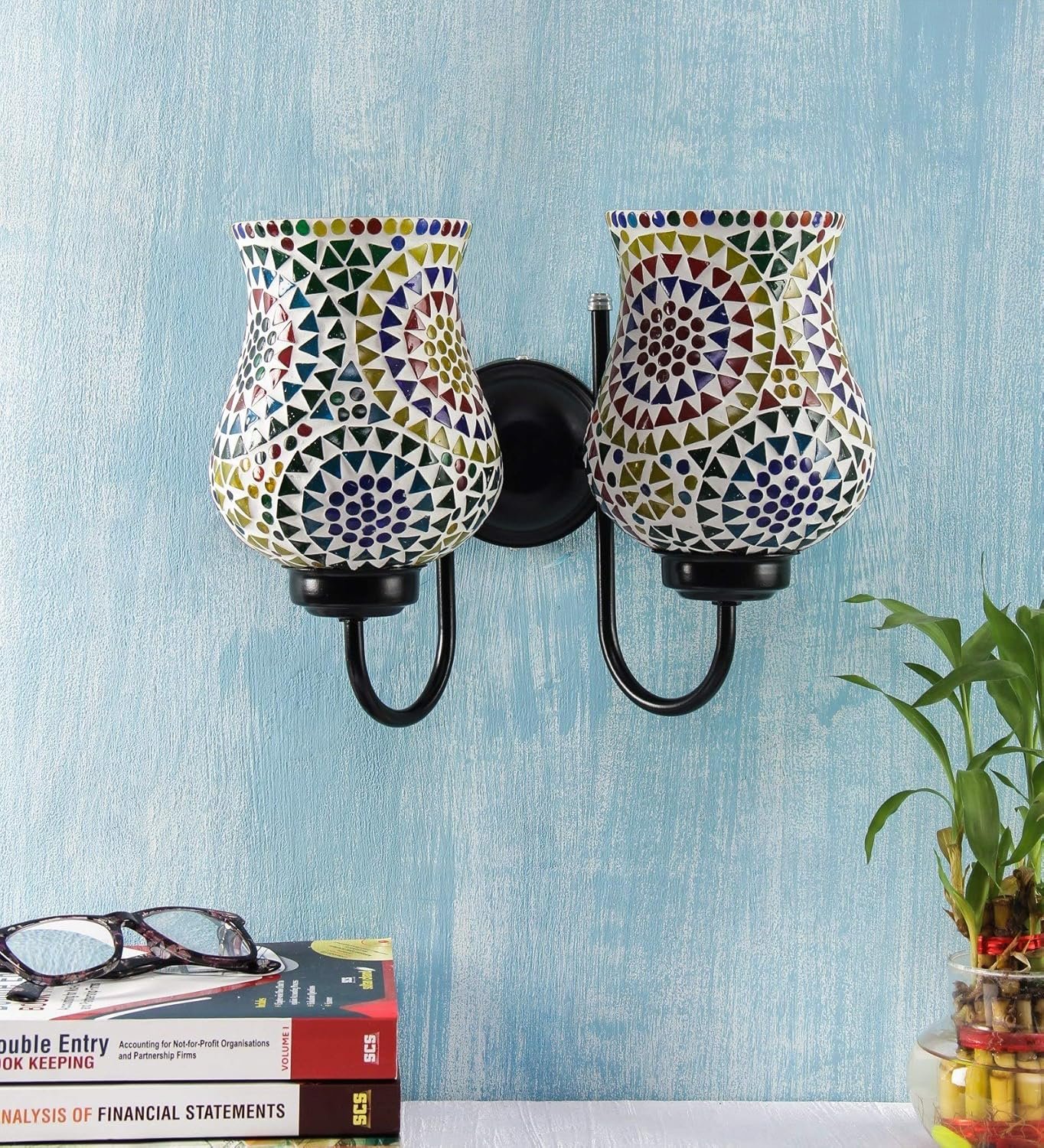 Multicolor Mosaic Double Wall Mounted Lamp (Multicolor,Double)