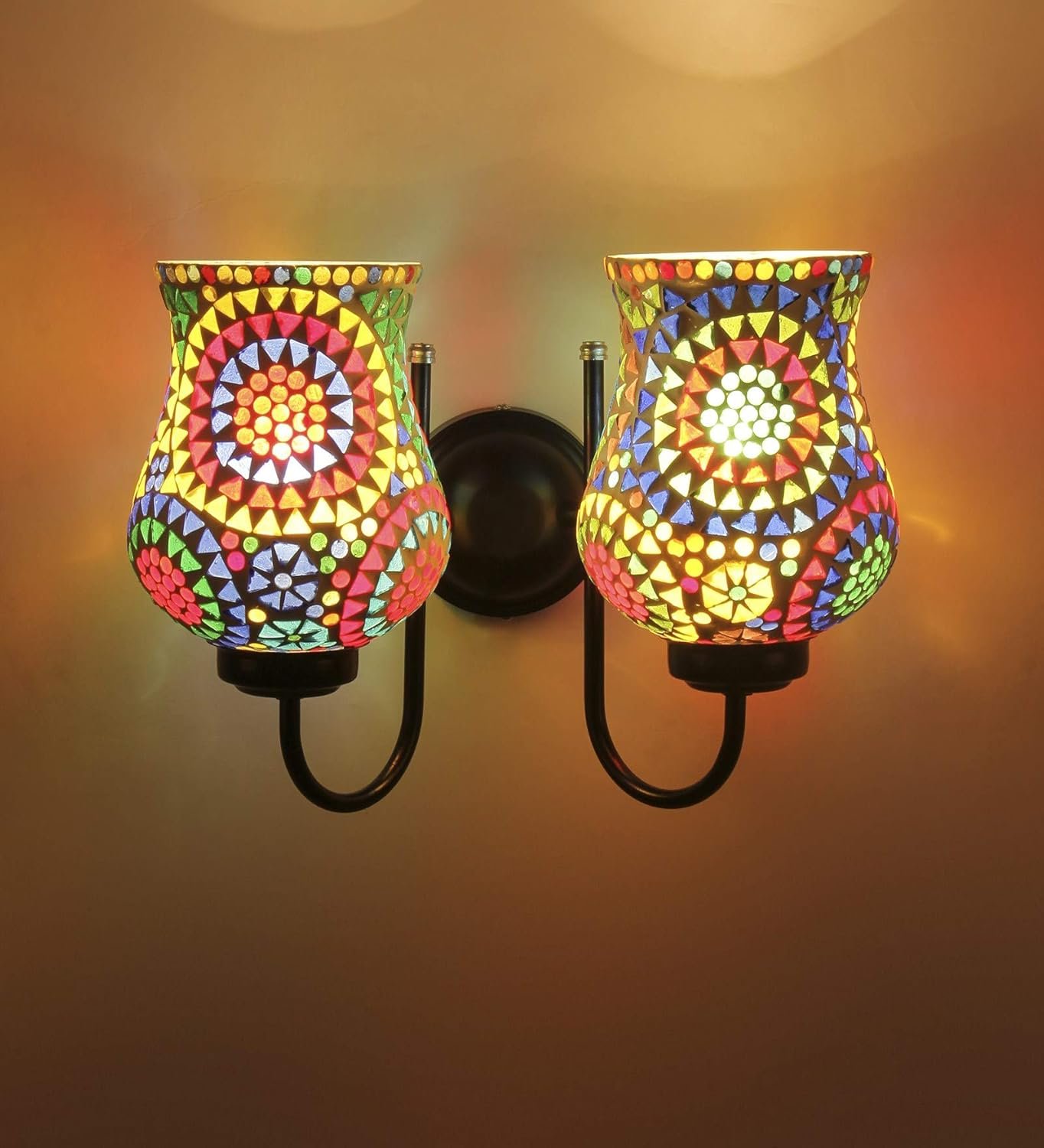 Multicolor Mosaic Double Wall Mounted Lamp (Multicolor,Double)