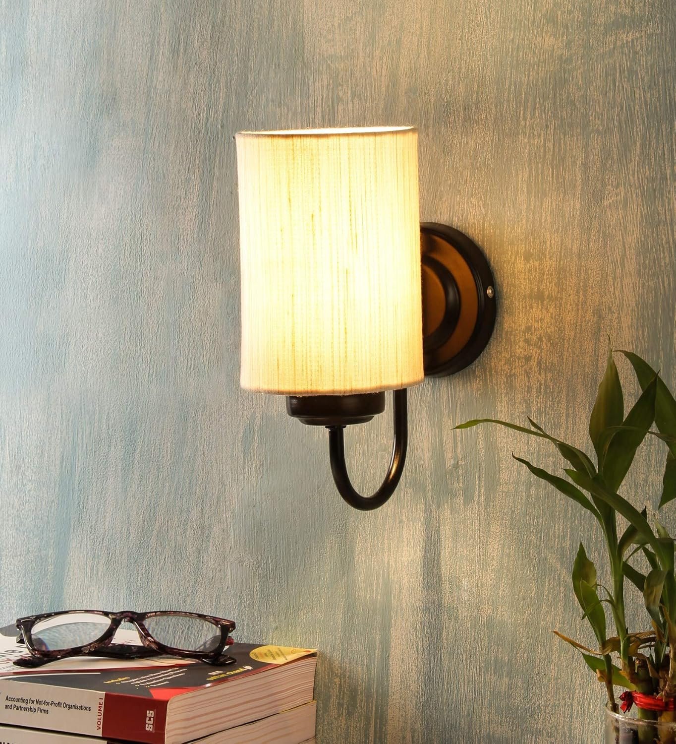 Off White Cotton Wall Mounted Lamp