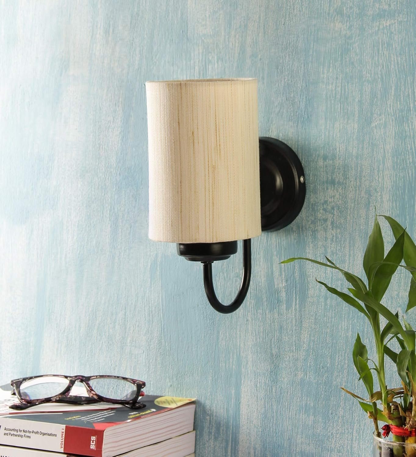 Off White Cotton Wall Mounted Lamp